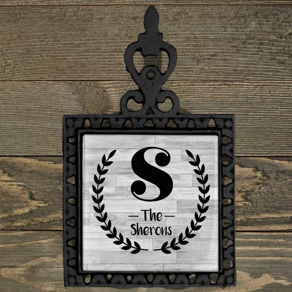 Personalized Iron Trivet | Custom Kitchen Gifts | Laurel Wreath Family