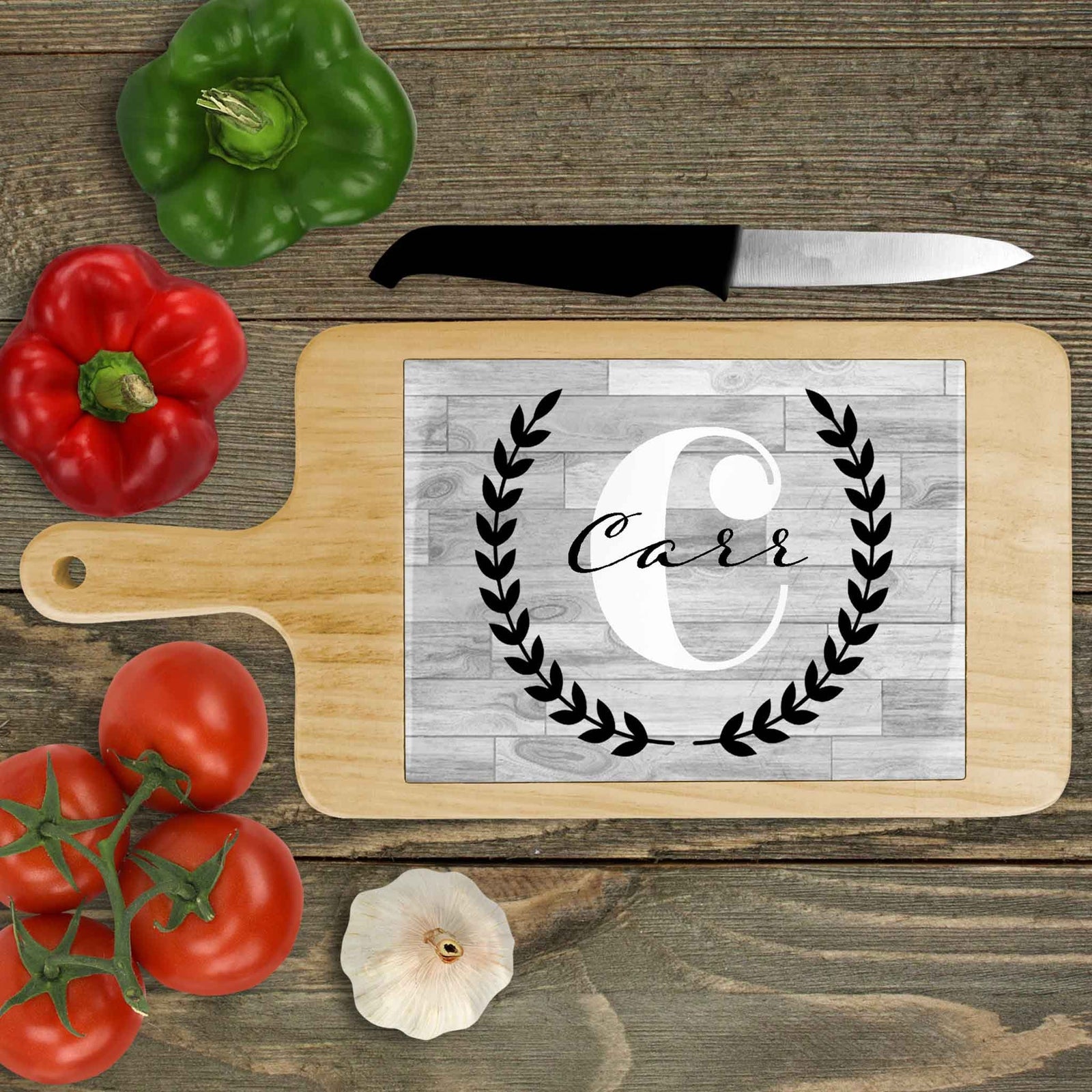 Personalized Wood Cheeseboard | Custom Wine Accessories | Laurel Wreath