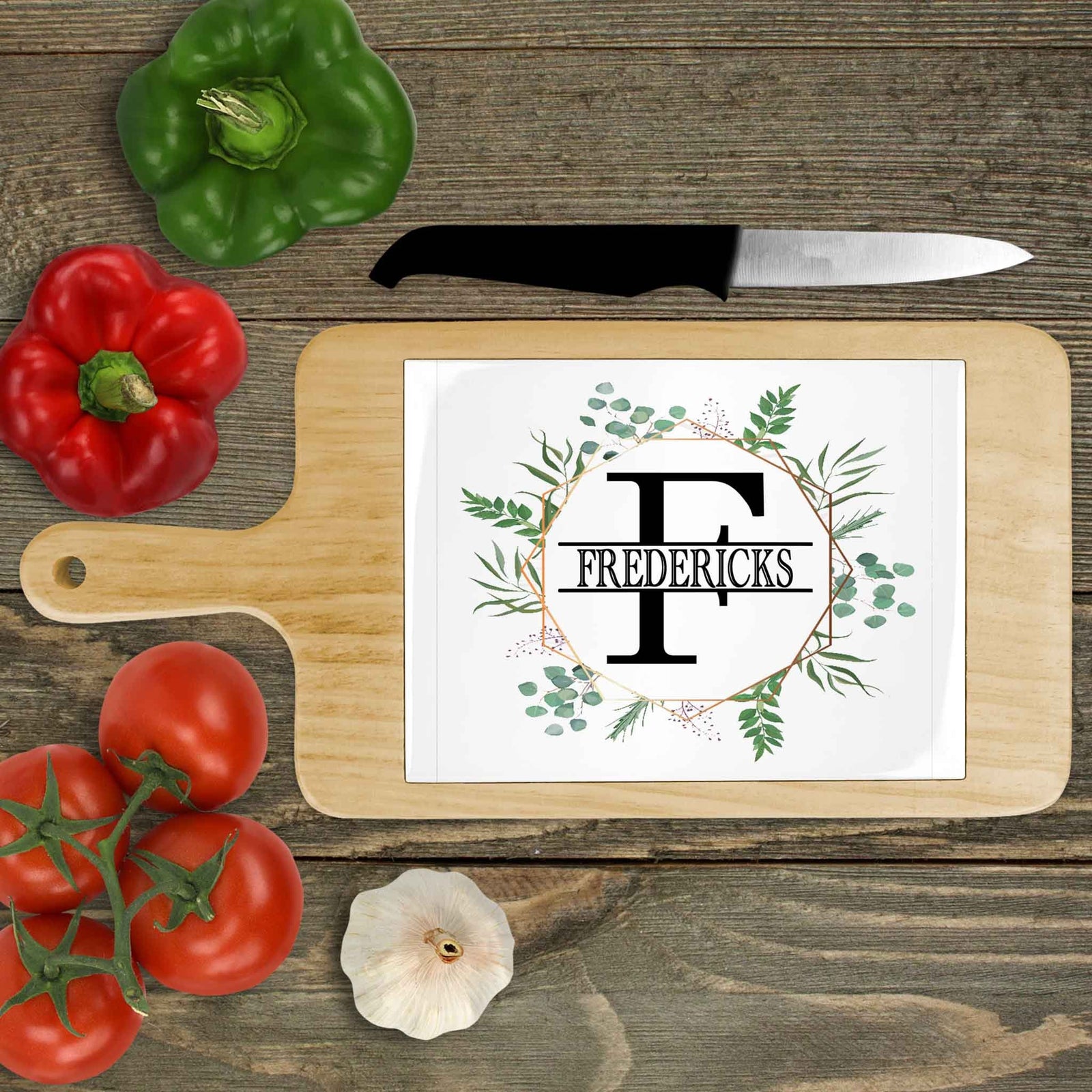 Personalized Wood Cheeseboard | Custom Wine Accessories | Spring Wreath