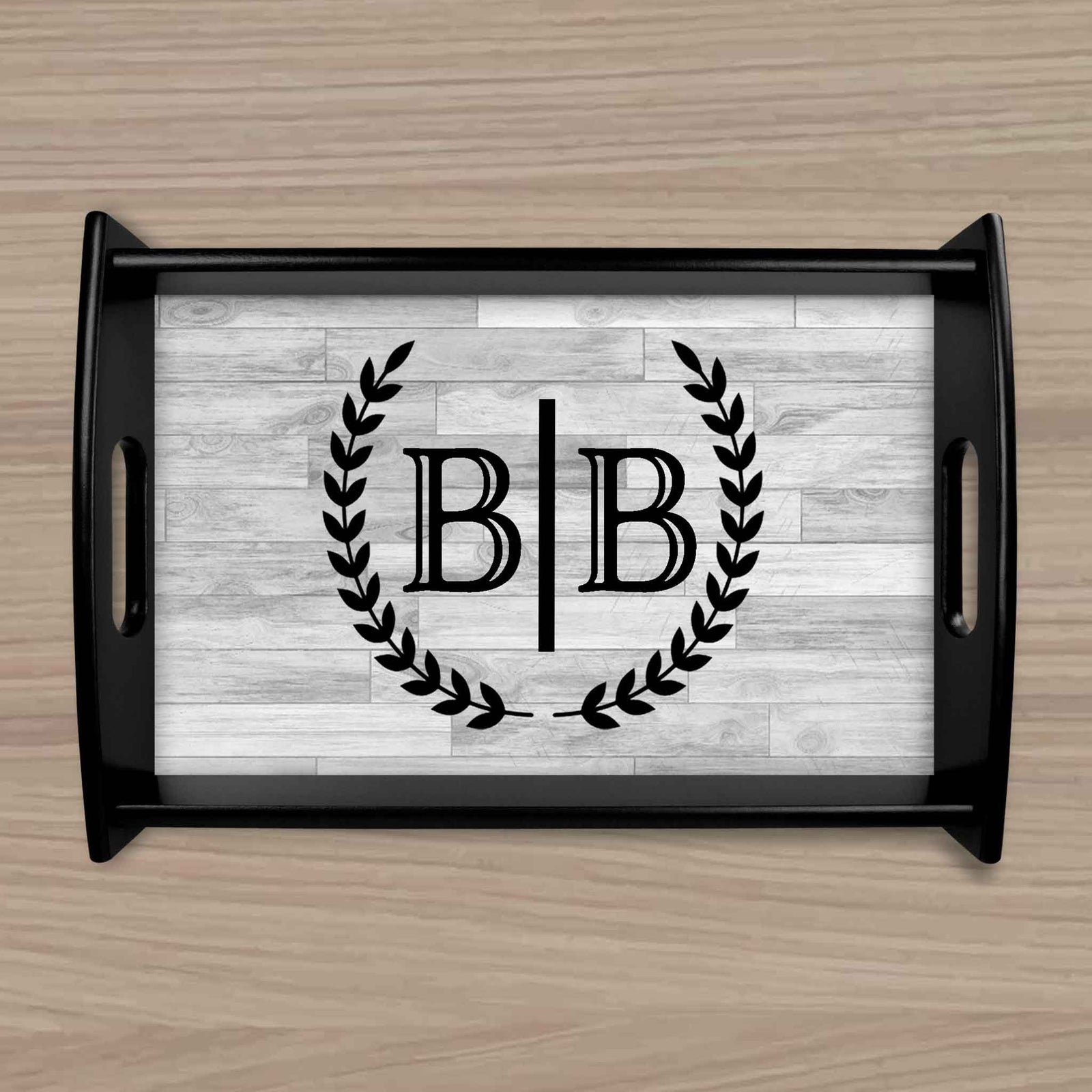 Custom Wood Serving Tray | Persoanlized Kitchen Accessories | Laurel Wreath Side by Side