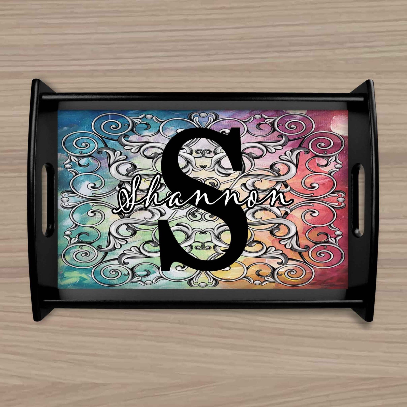 Custom Wood Serving Tray | Persoanlized Kitchen Accessories | Colorful