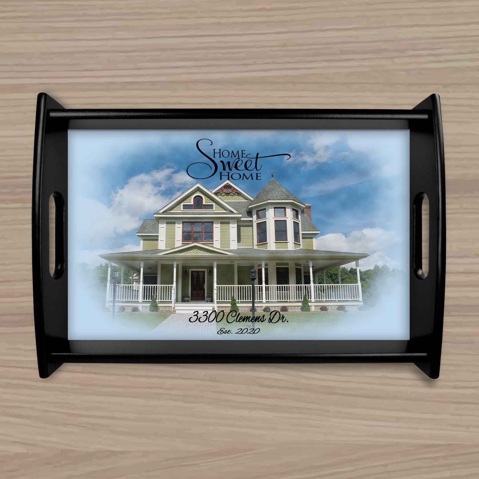 Custom Wood Serving Tray | Persoanlized Kitchen Accessories | Watercolor Photo