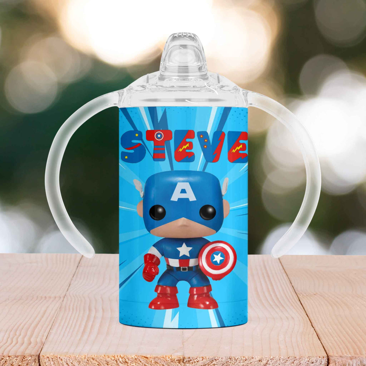 Custom Sippy Cup | Personalized Toddler Cup | Baby Gifts | Comic Childs Name Captain America