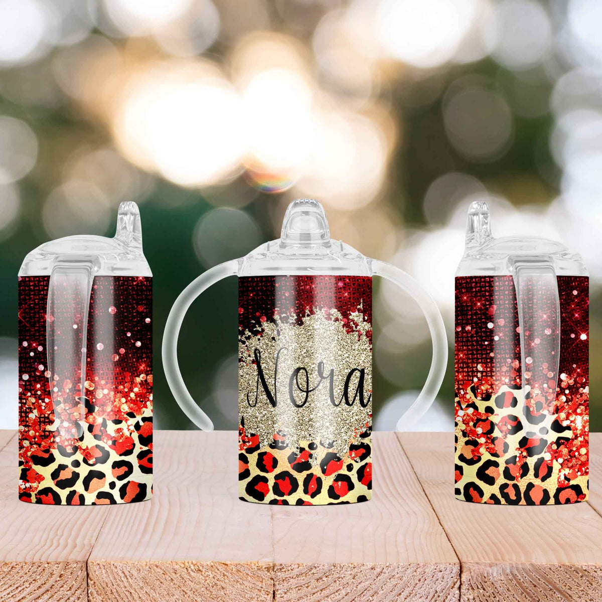 Custom Sippy Cup | Personalized Toddler Cup | Baby Gifts | Leopard with Red Foil