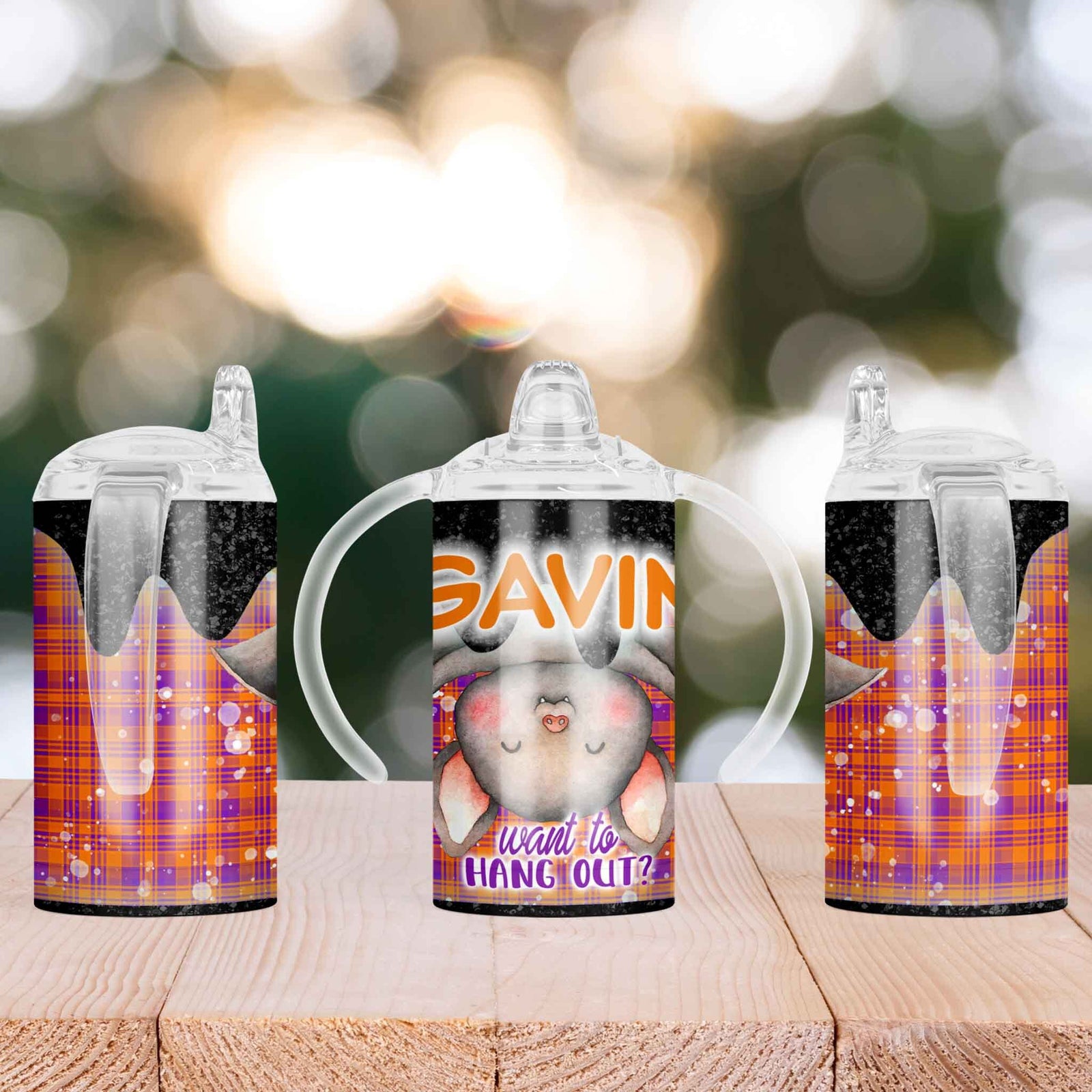 Custom Sippy Cup | Personalized Toddler Cup | Baby Gifts | Halloween Bat Hang Out