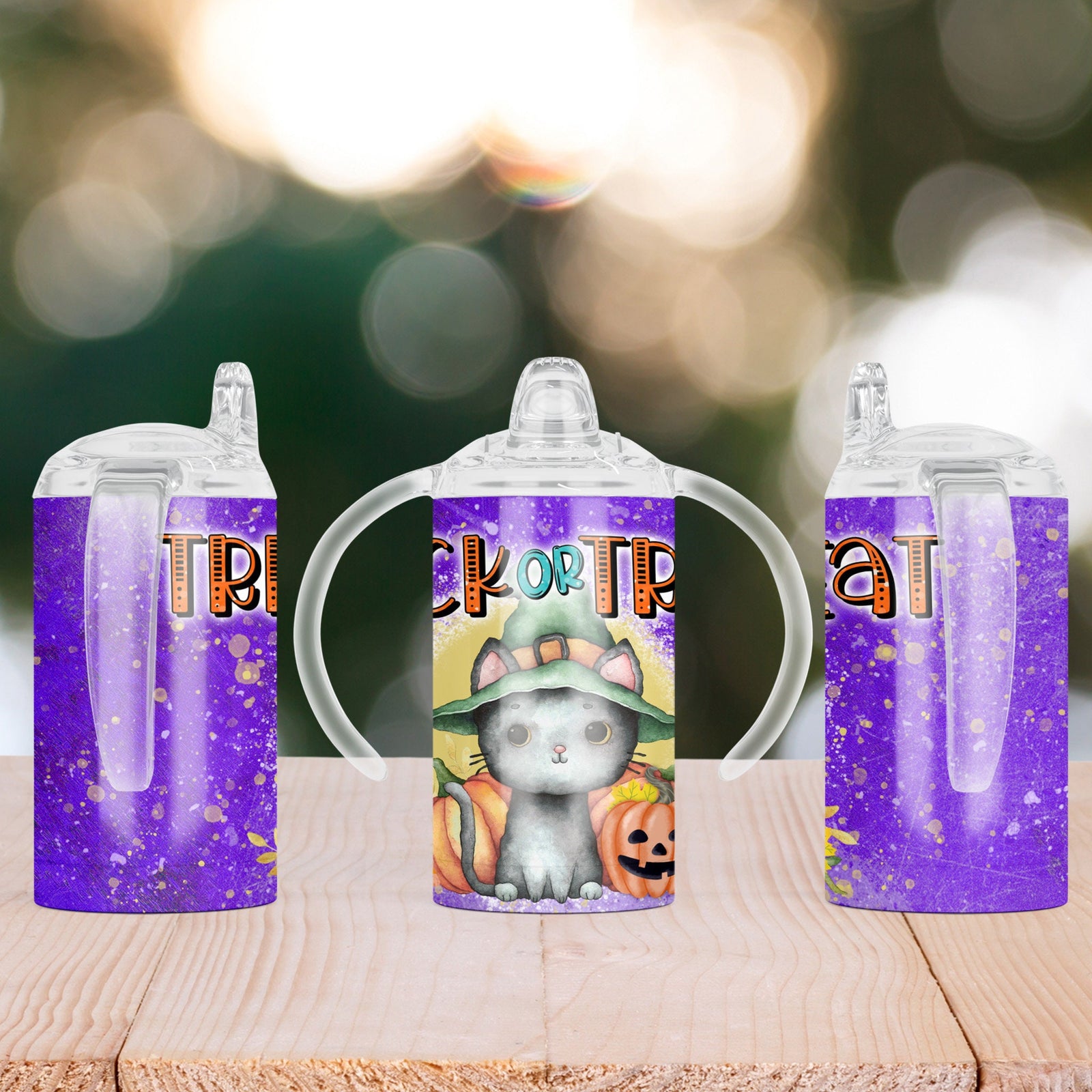 Custom Sippy Cup | Personalized Toddler Cup | Baby Gifts | Trick or Treat Cute Cat