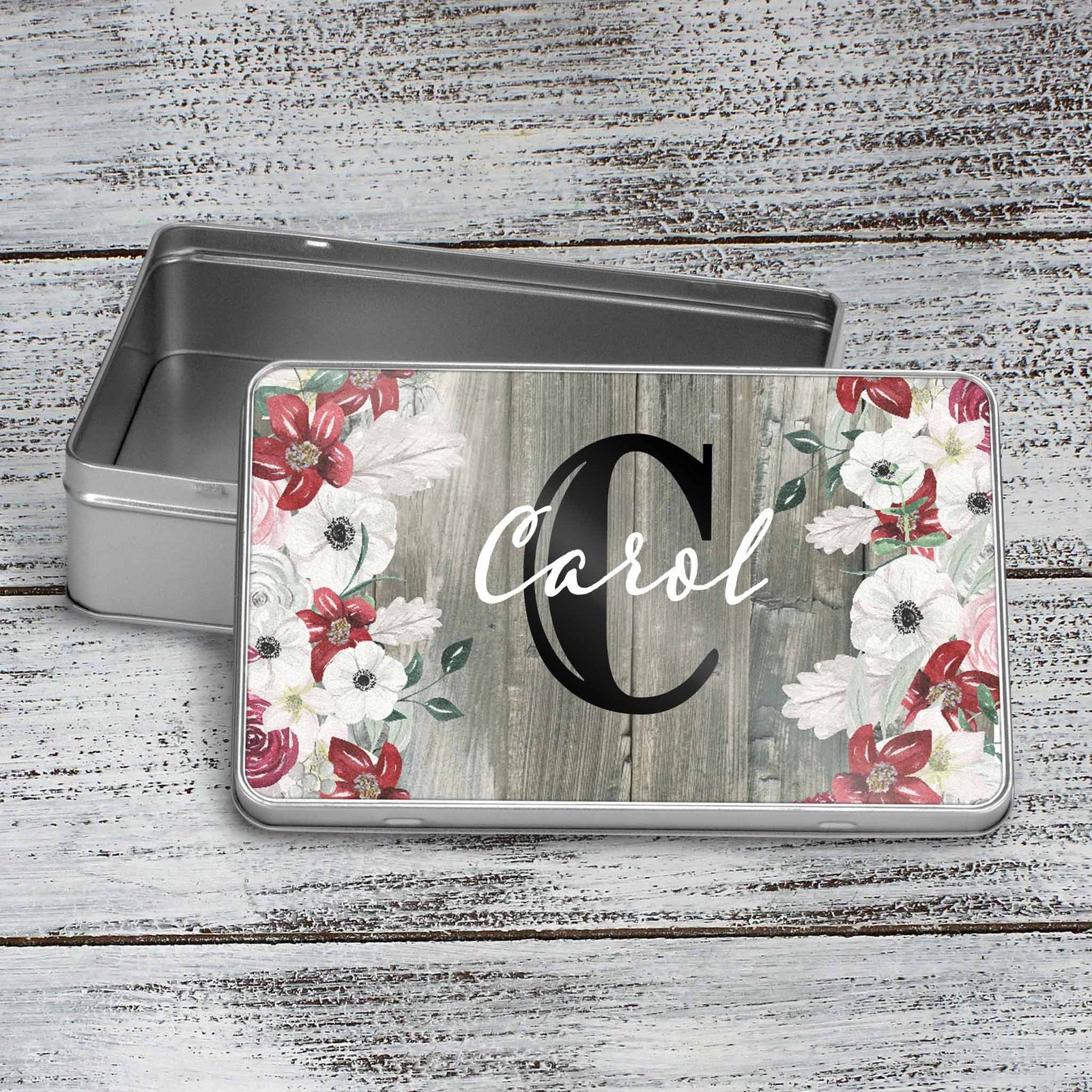 Custom Aluminum Tin | Photo Storage Box | Puzzle Tin | Rosewood Bouquet