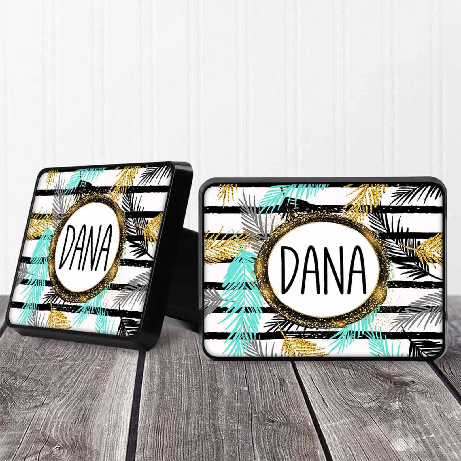 Personalized Trailer Hitch Cover | Custom Car Accessories | Glitter Palm