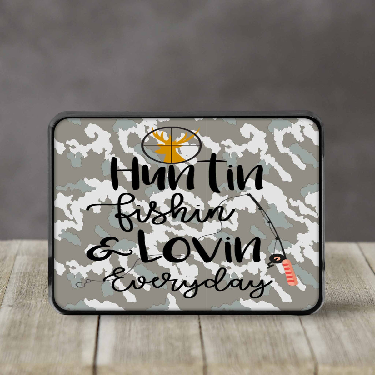 Personalized Trailer Hitch Cover | Custom Car Accessories | Hunting Fishing and Loving Everyday