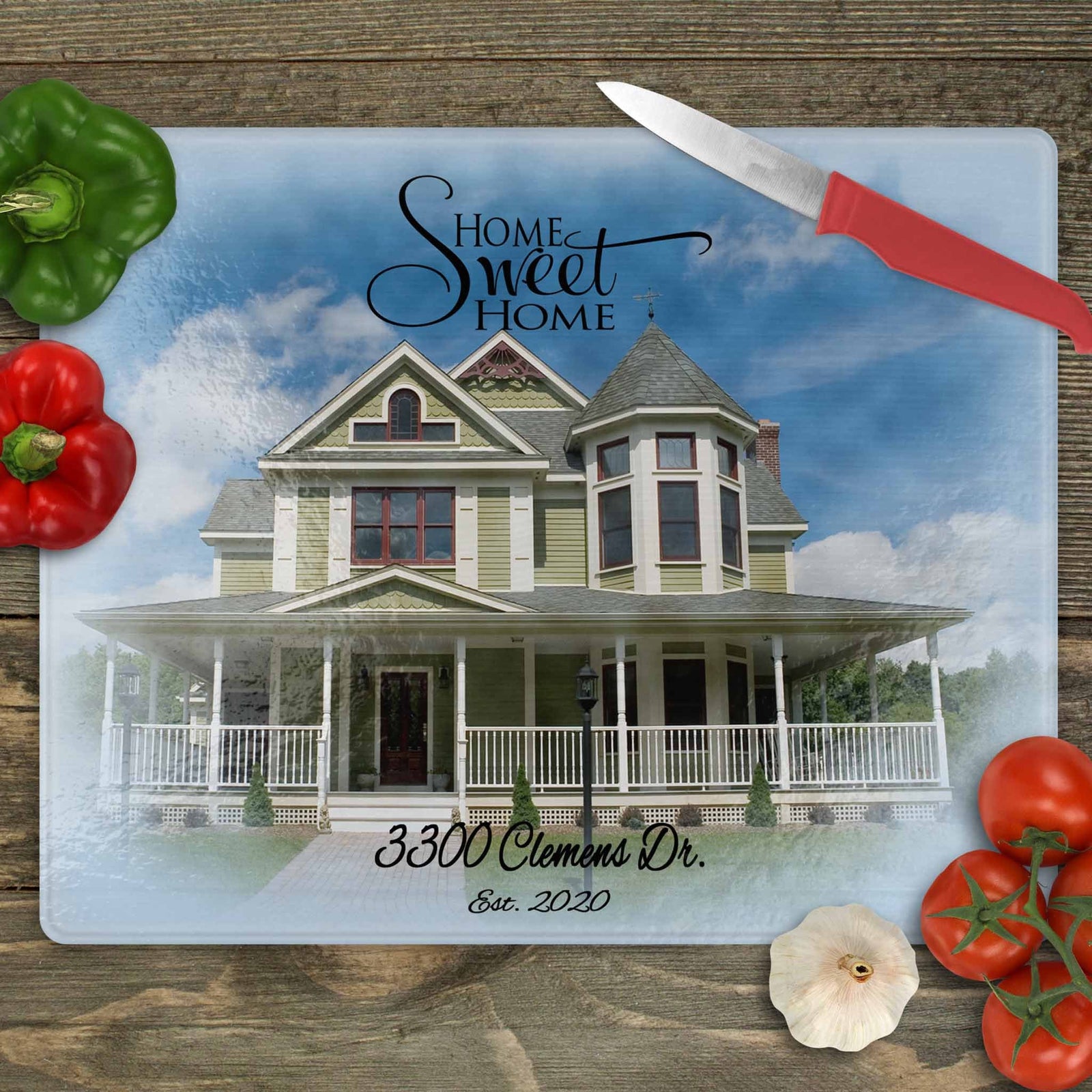 Personalized Cutting Board | Custom Glass Cutting Board | Watercolor Photo