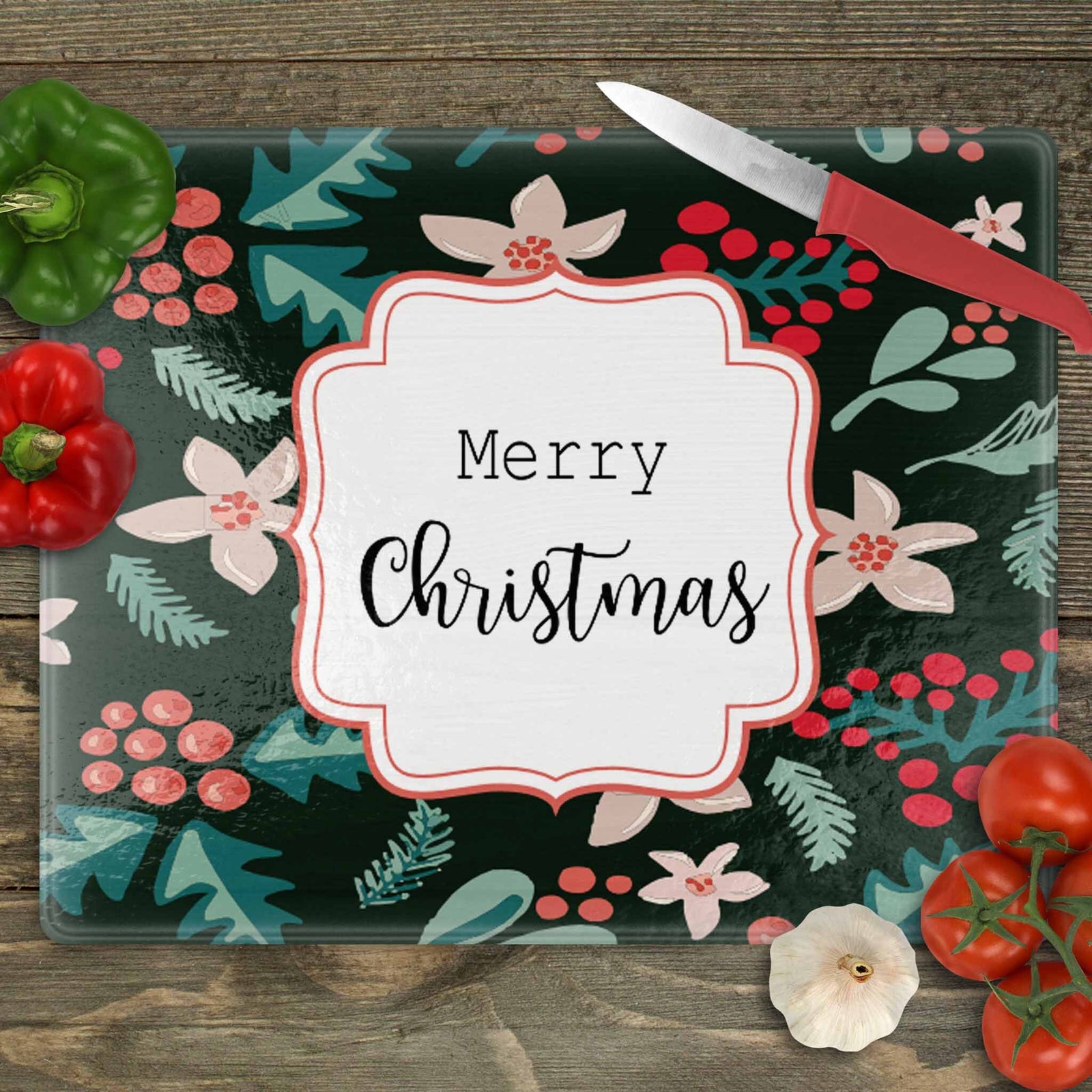 Personalized Cutting Board | Custom Glass Cutting Board | Holiday Frame