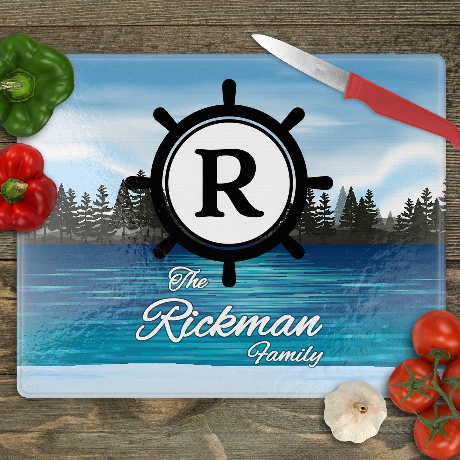 Personalized Cutting Board | Custom Glass Cutting Board | The Lake