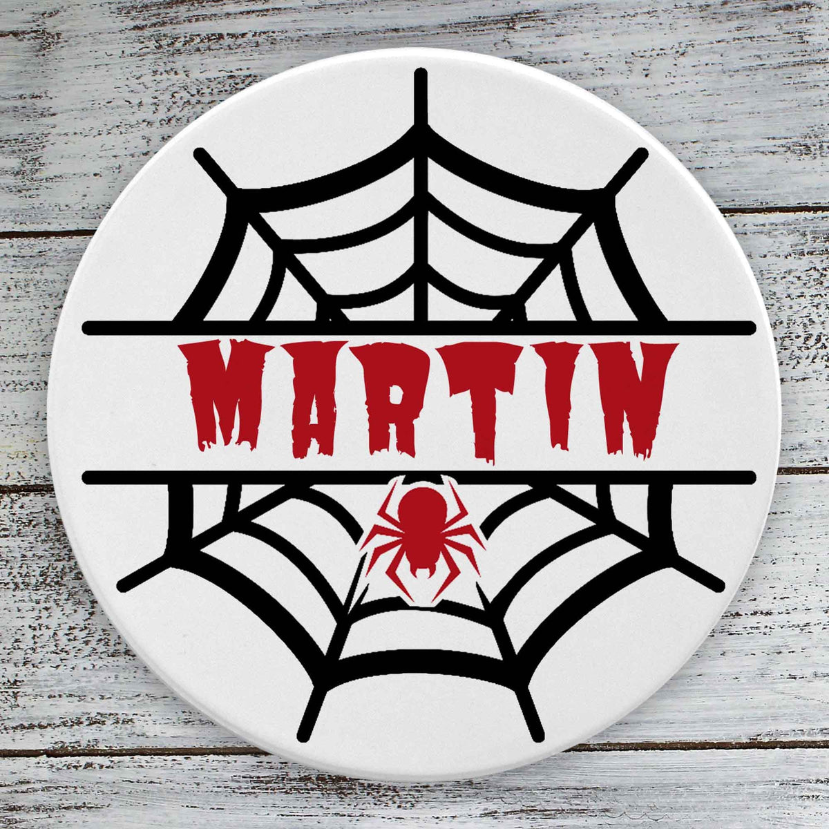 Personalized Coasters | Custom Stone Coaster Set | Spider Red | Set of 4