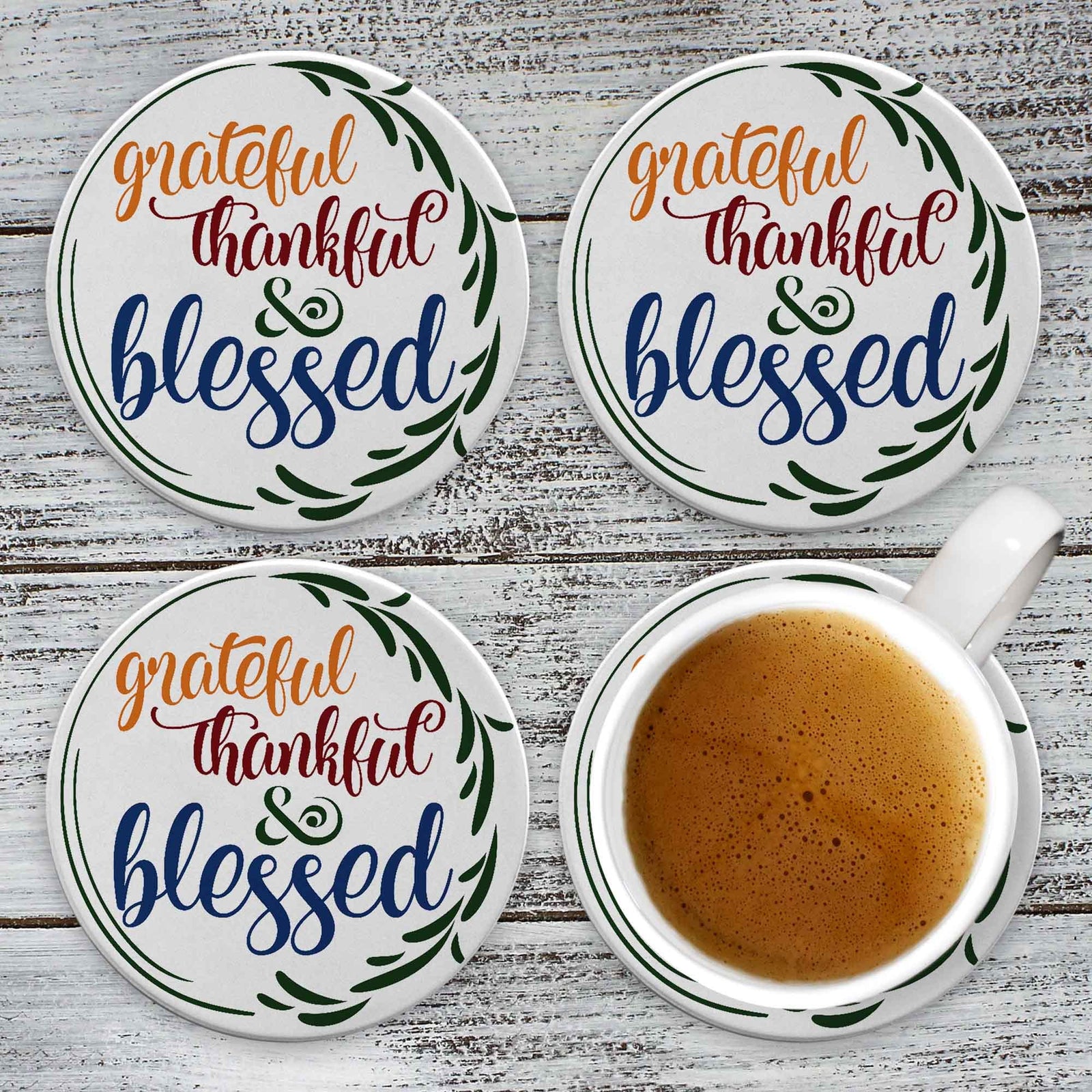 Personalized Coasters | Custom Stone Coaster Set | Fall Blessings | Set of 4