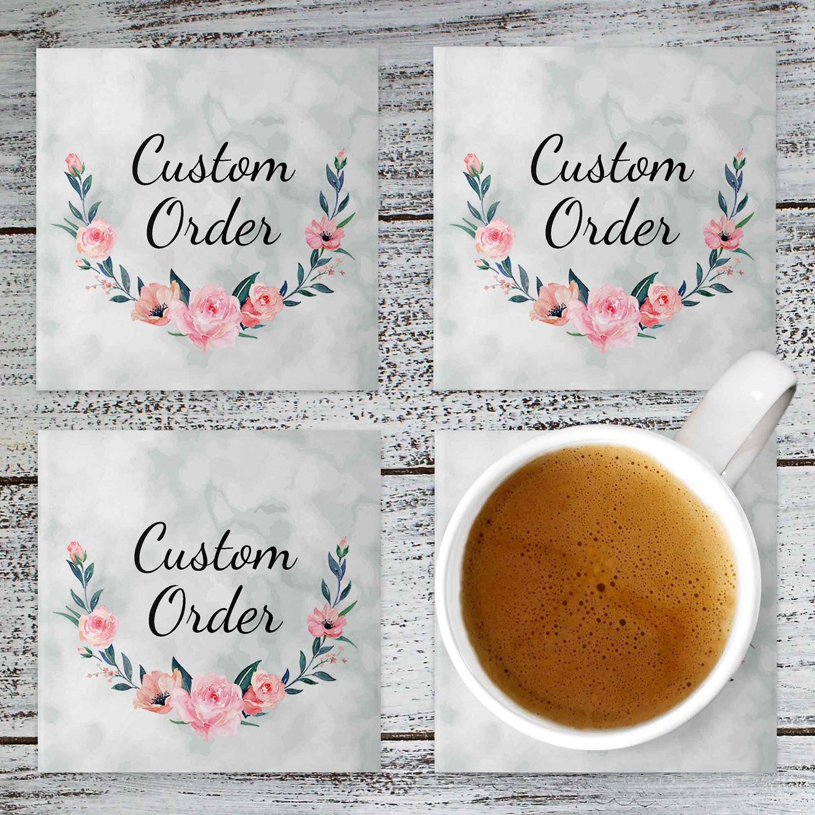 Personalized Coasters | Custom Stone Coaster Set | Custom Order | Set of 4