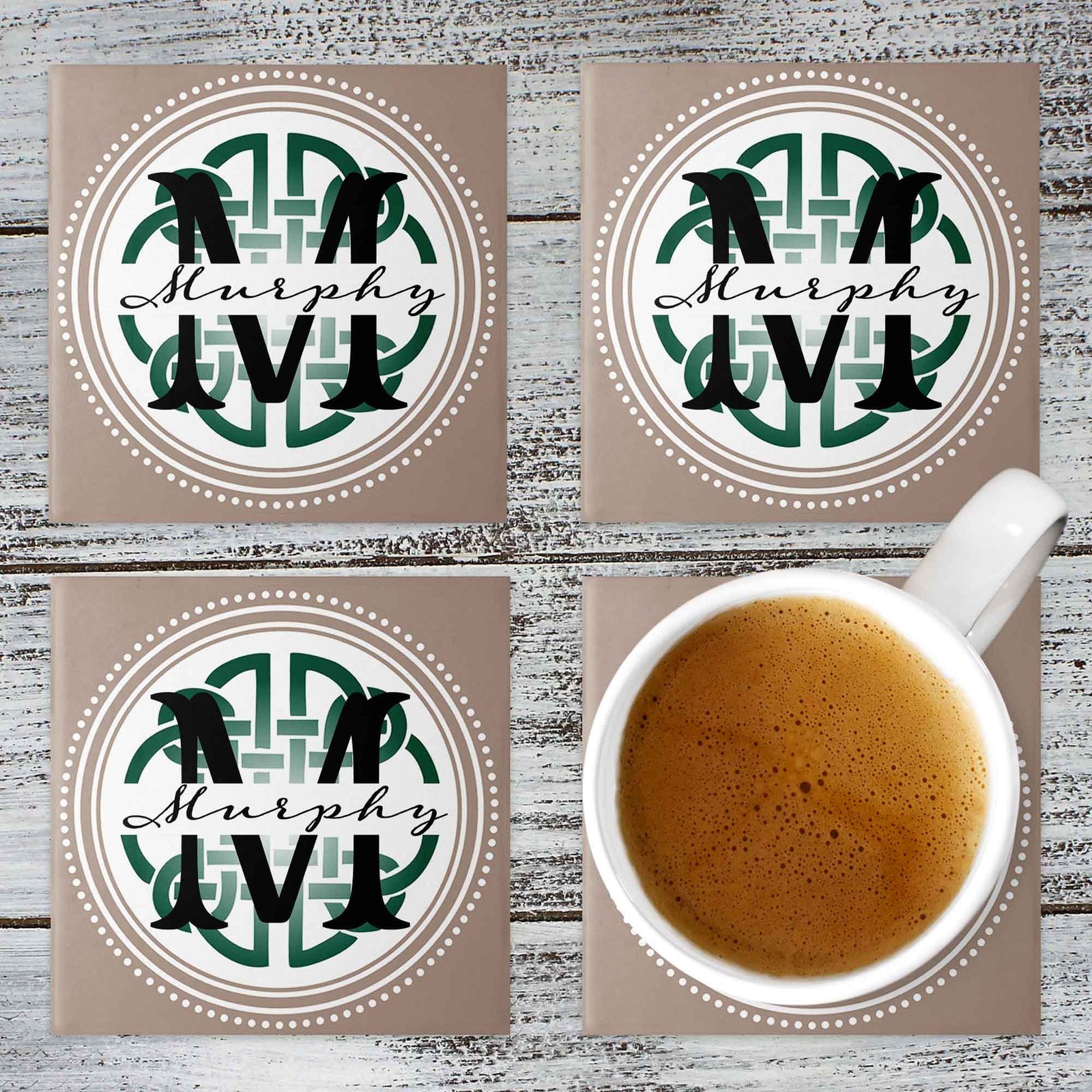 Personalized Coasters | Custom Stone Coaster Set | Celtic Knot | Set of 4