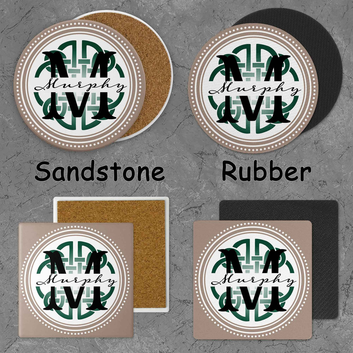 Personalized Coasters | Custom Stone Coaster Set | Celtic Knot | Set of 4