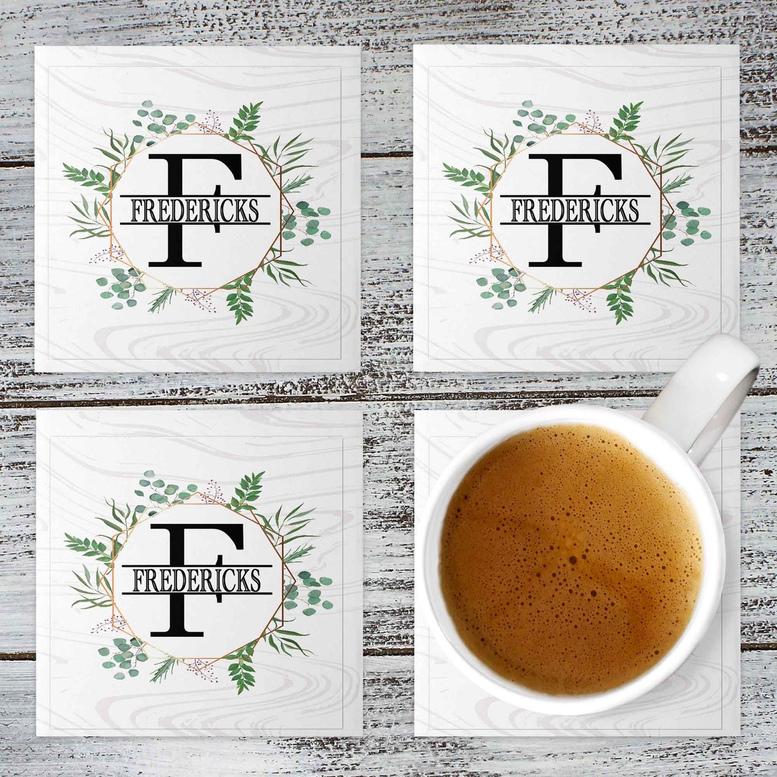 Personalized Coasters | Custom Stone Coaster Set | Spring Wreath | Set of 4