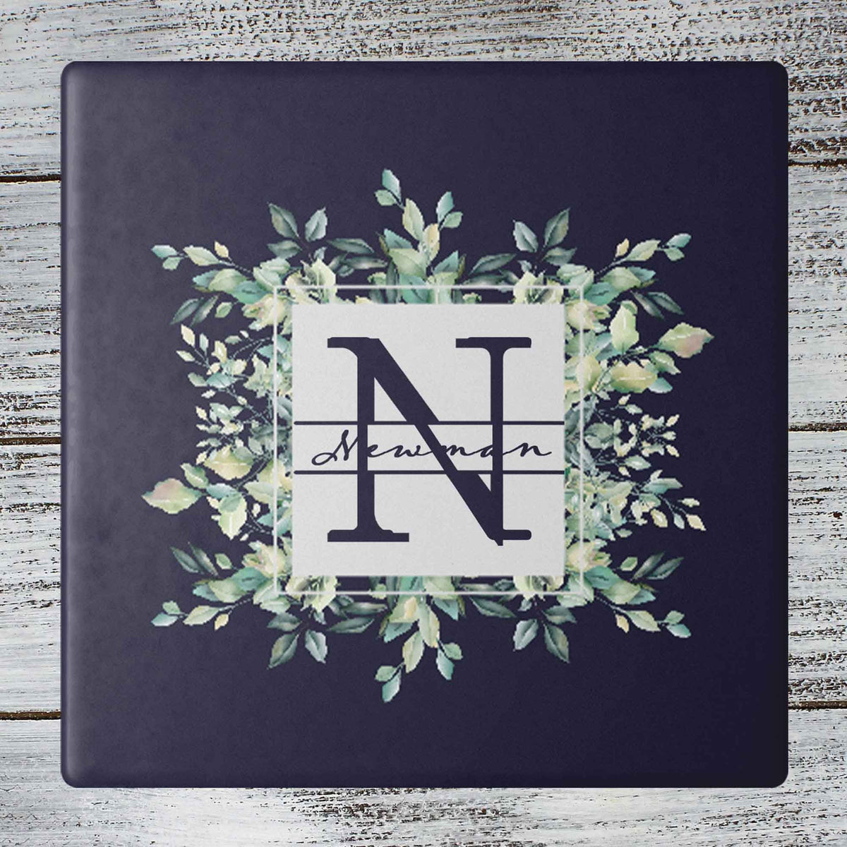 Personalized Coasters | Custom Stone Coaster Set | Succulent Bouquet Blue | Set of 4