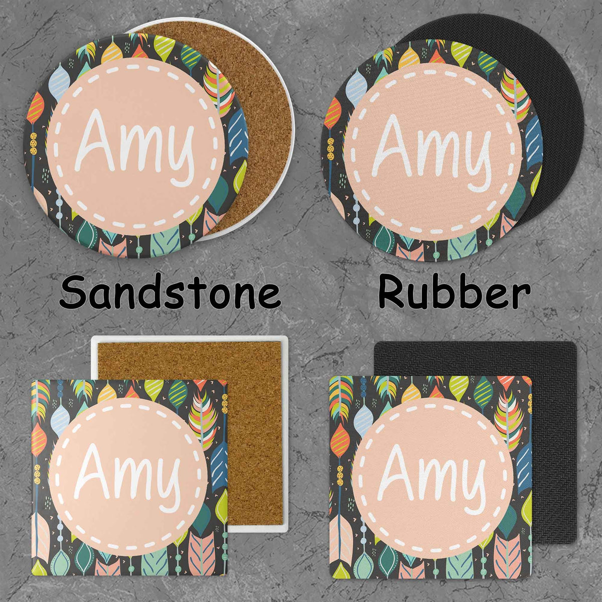 Personalized Coasters | Custom Stone Coaster Set | Tribal Arrows | Set of 4