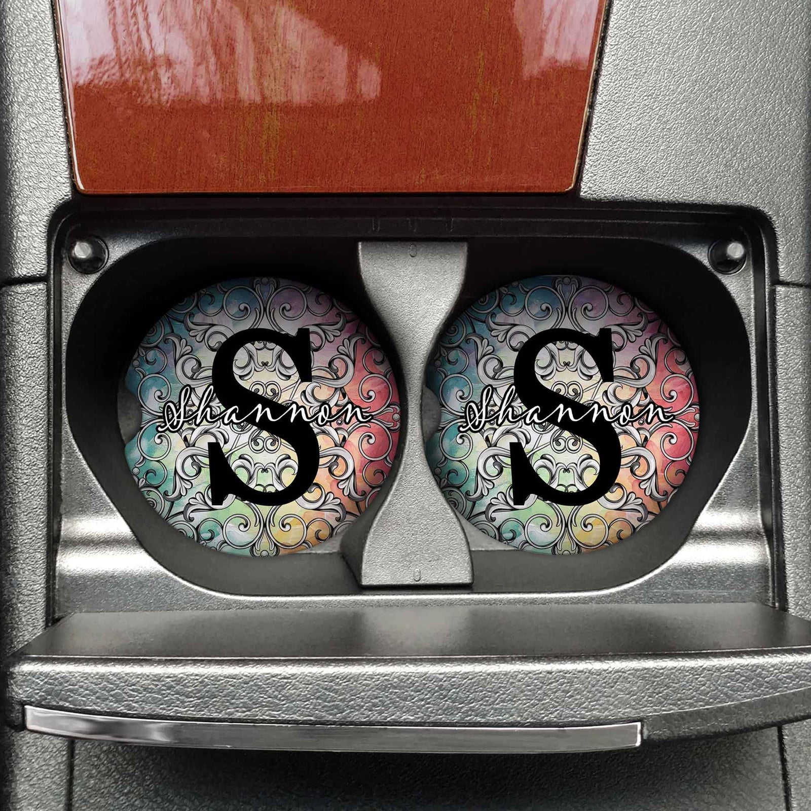 Personalized Car Coasters | Custom Car Accessories | Colorful | Set of 2