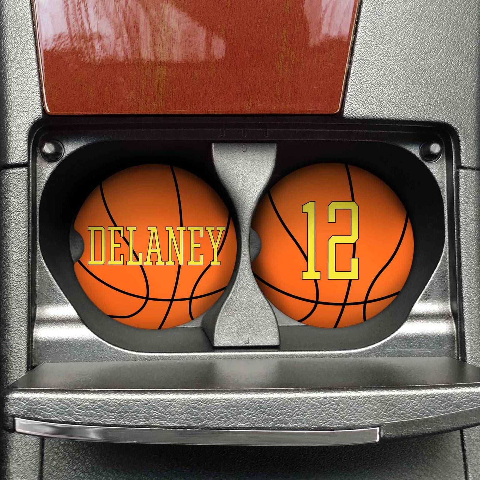 Personalized Car Coasters | Custom Car Accessories | Basketball | Set of 2