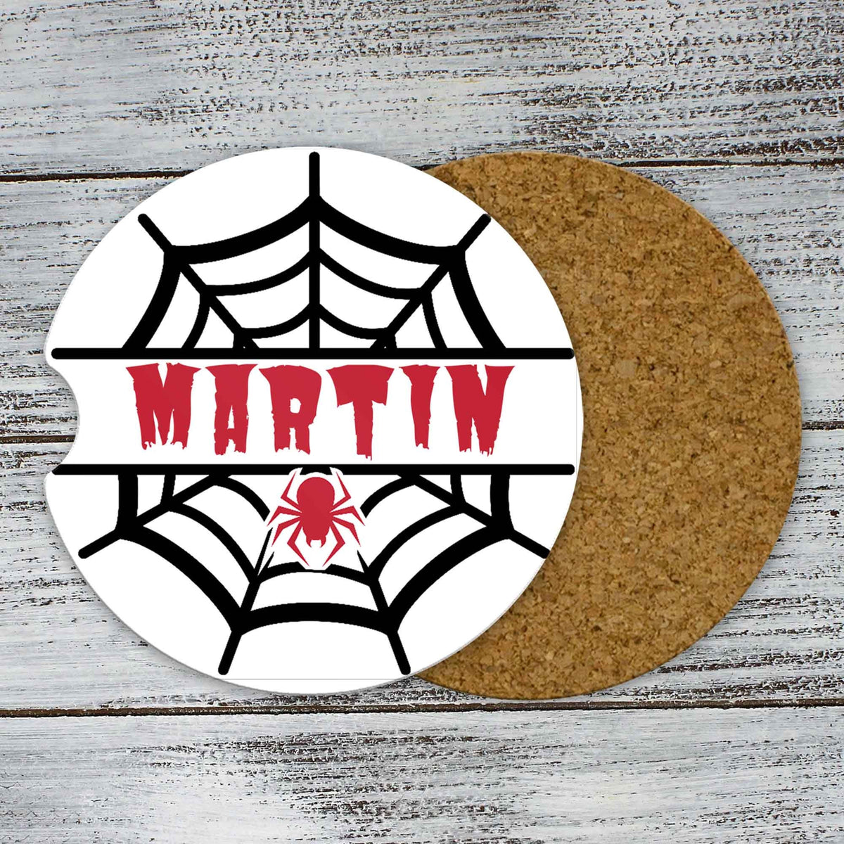 Personalized Car Coasters | Custom Car Accessories | Spider Red | Set of 2
