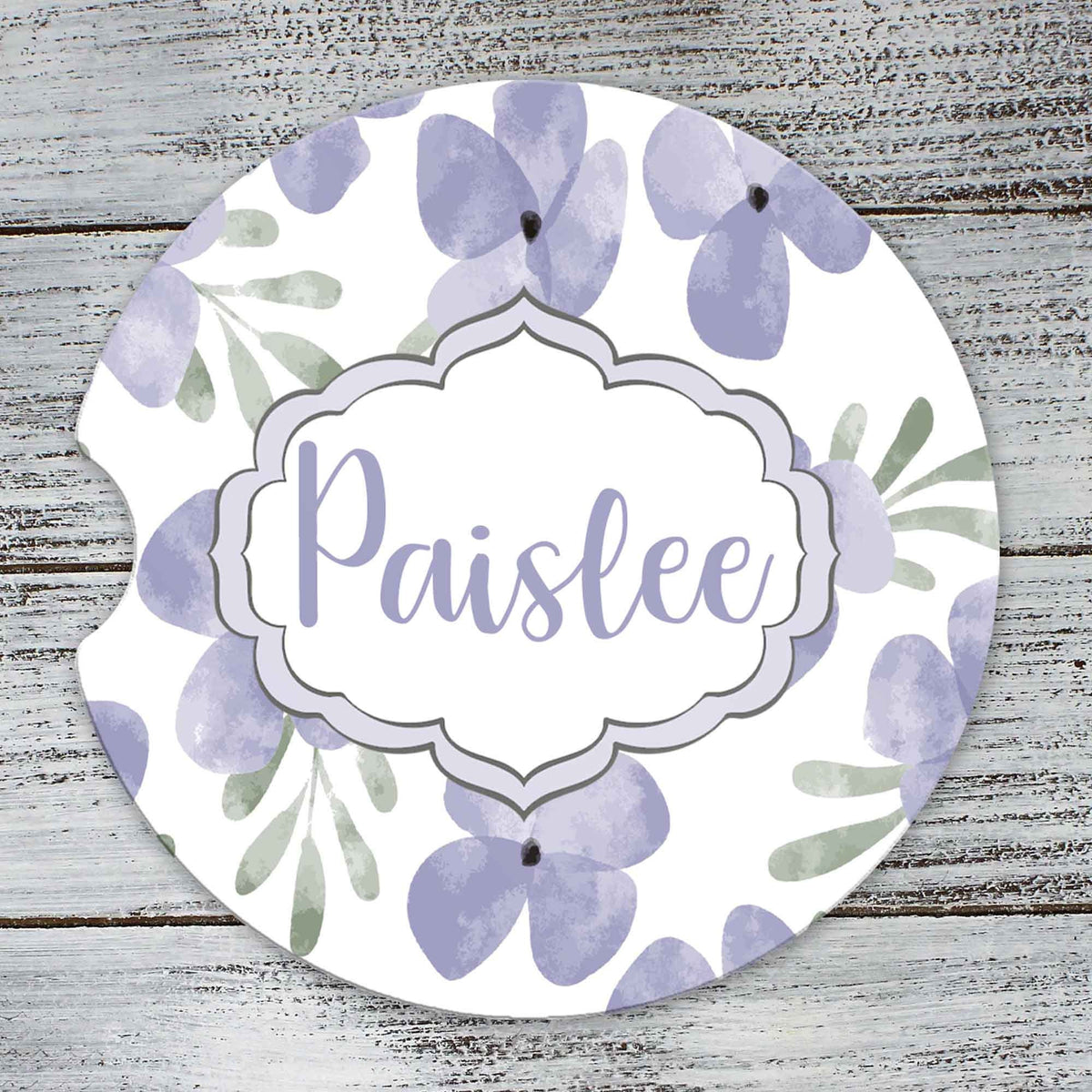 Personalized Car Coasters | Custom Car Accessories | Periwinkle | Set of 2