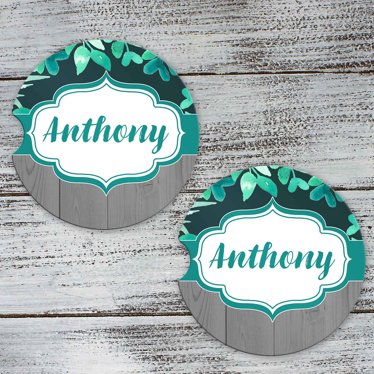 Personalized Car Coasters | Custom Car Accessories | Forest | Set of 2