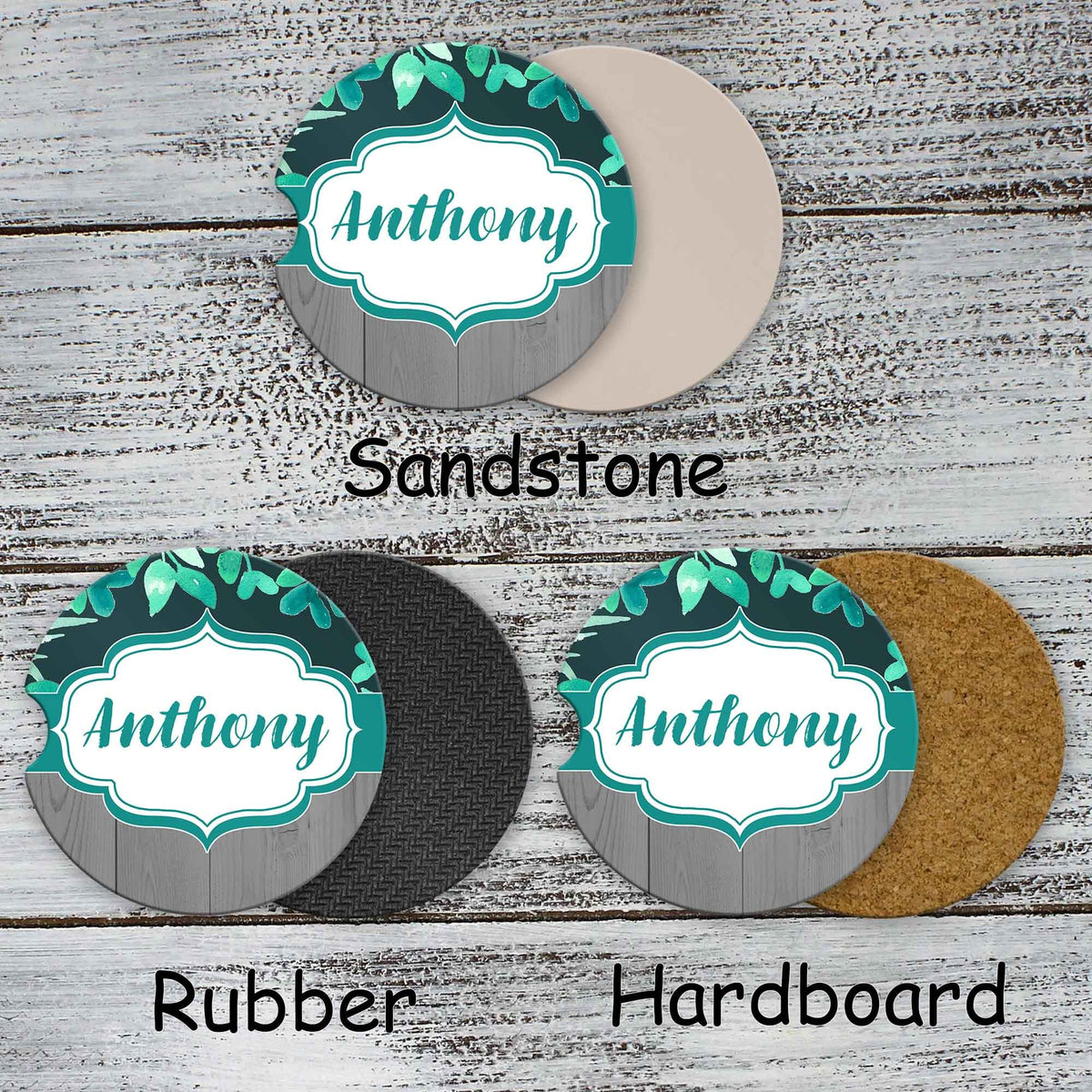 Personalized Car Coasters | Custom Car Accessories | Forest | Set of 2