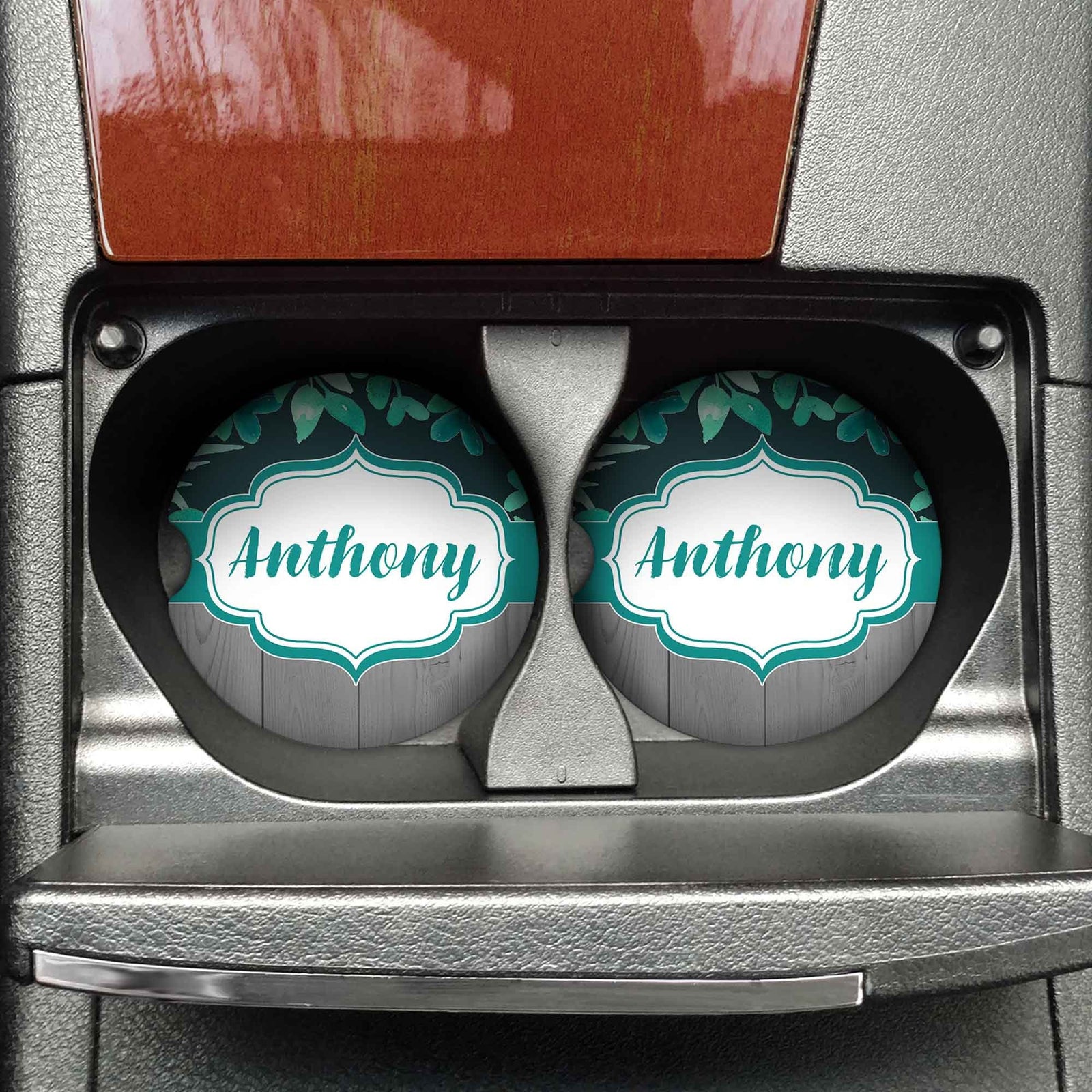 Personalized Car Coasters | Custom Car Accessories | Forest | Set of 2