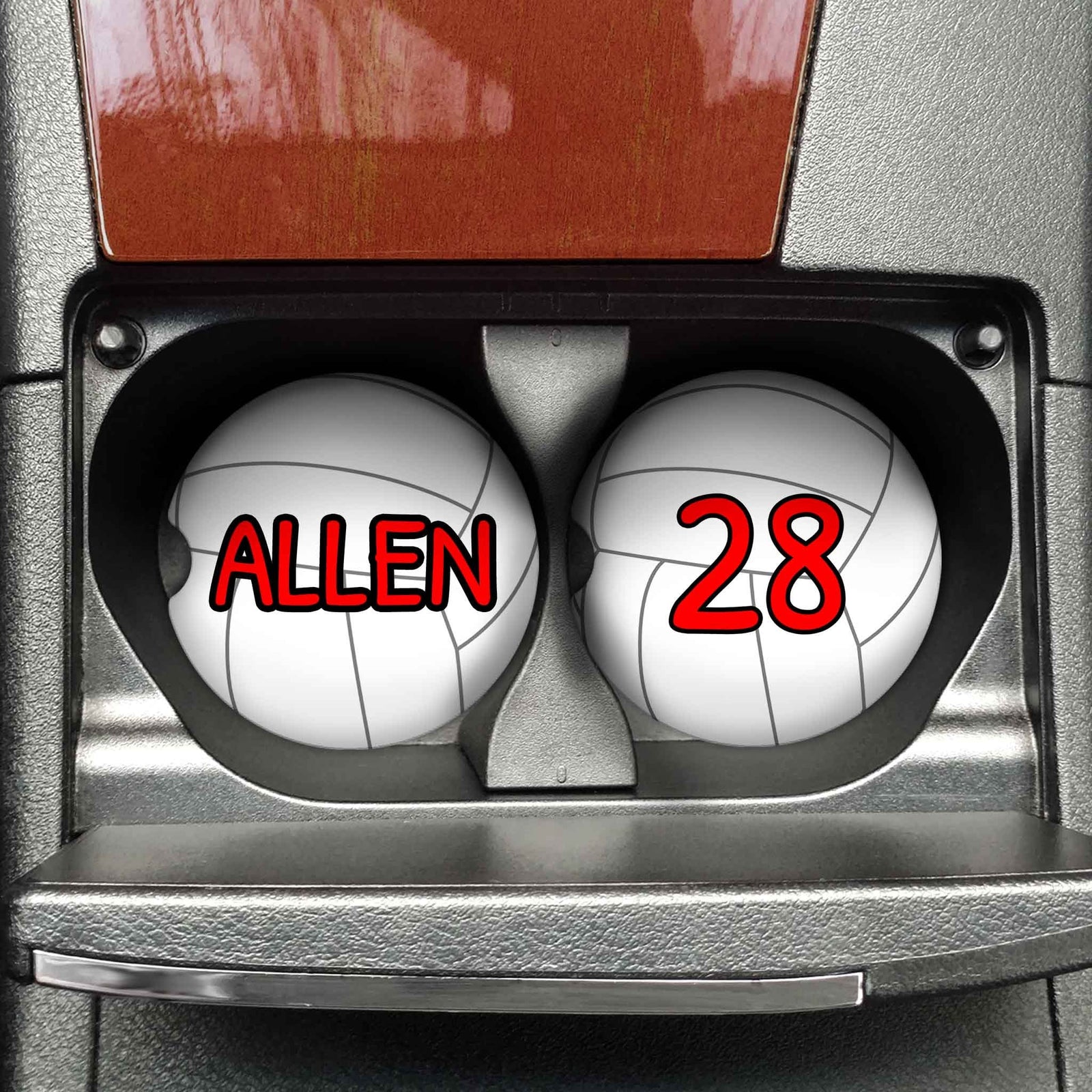 Personalized Car Coasters | Custom Car Accessories | Volleyball | Set of 2