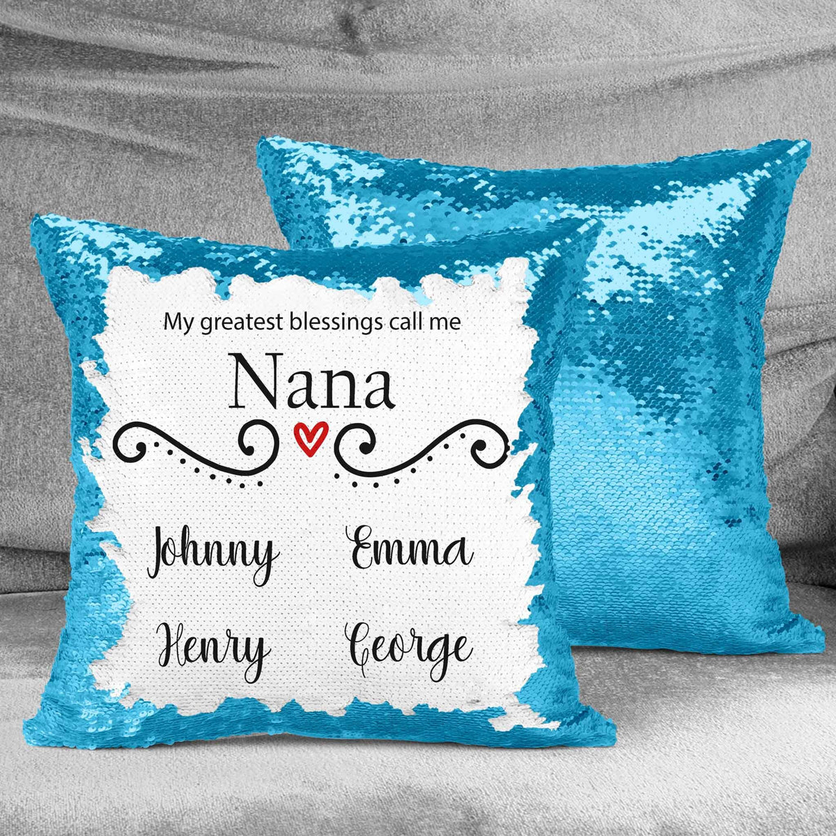 Personalized Sequin Throw Pillow | Custom Sequin Pillow | Nana&#39;s Greatest Blessing