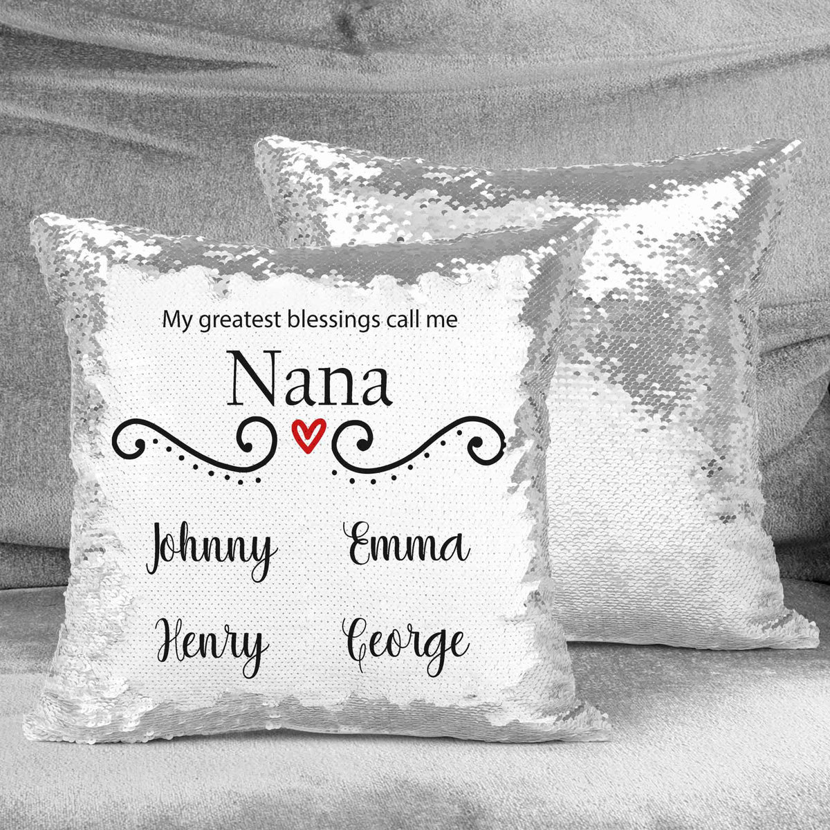 Personalized Sequin Throw Pillow | Custom Sequin Pillow | Nana&#39;s Greatest Blessing