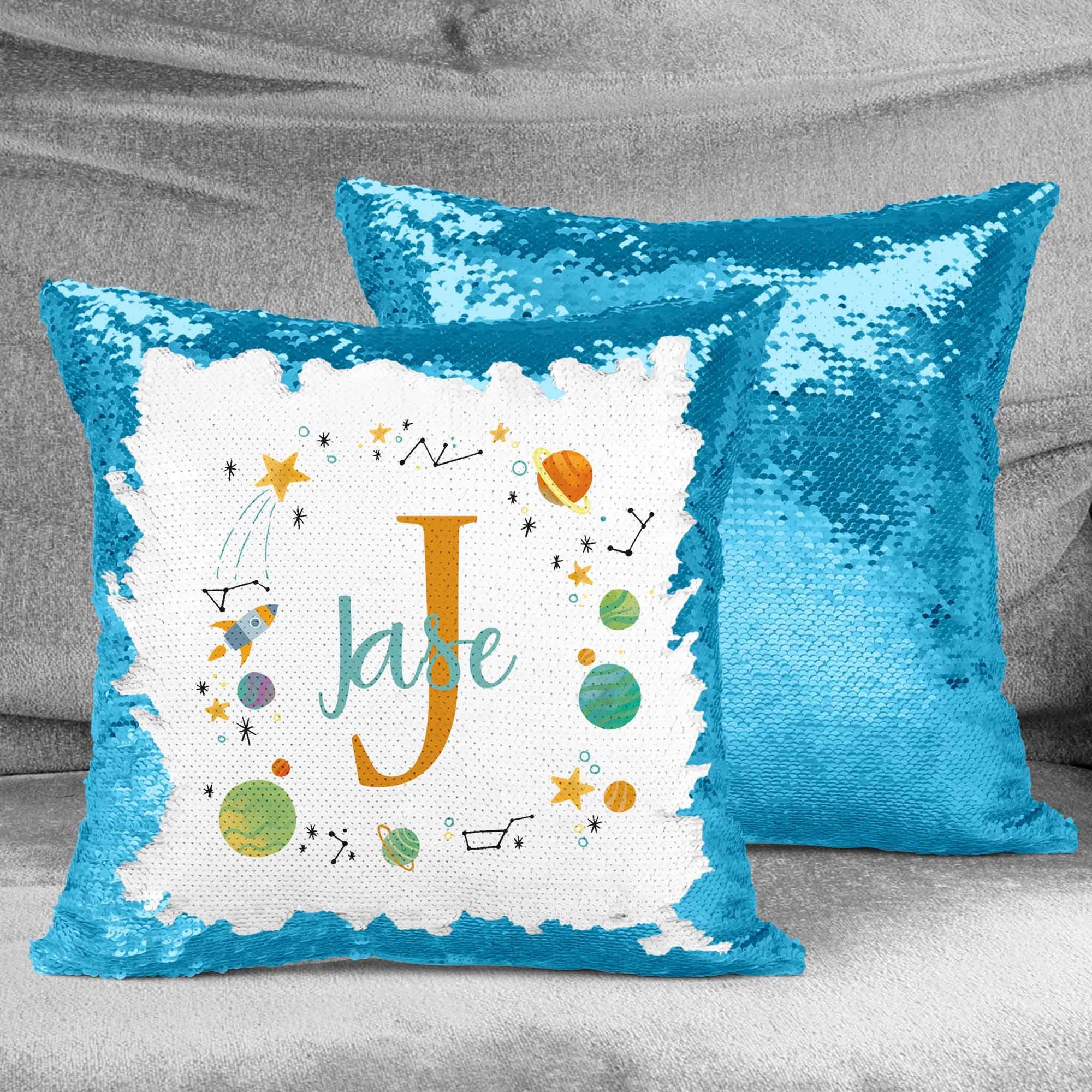 Personalized Sequin Throw Pillow | Custom Sequin Pillow | Outerspace