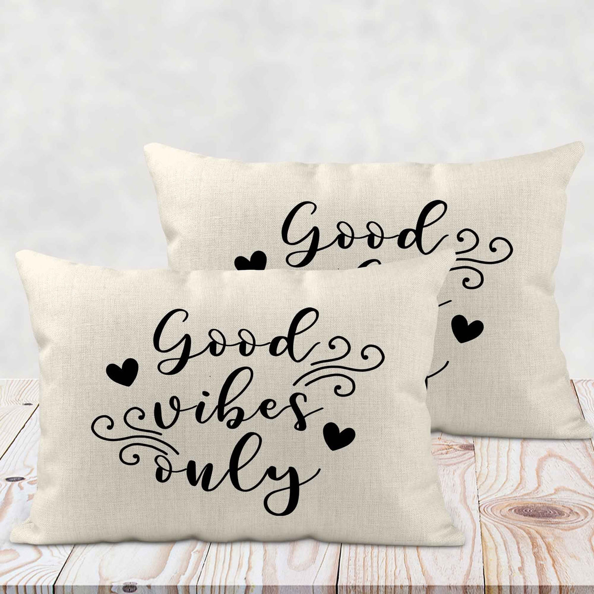 Personalized Lumbar Pillow | Custom Decorative Pillow | Good Vibes Only