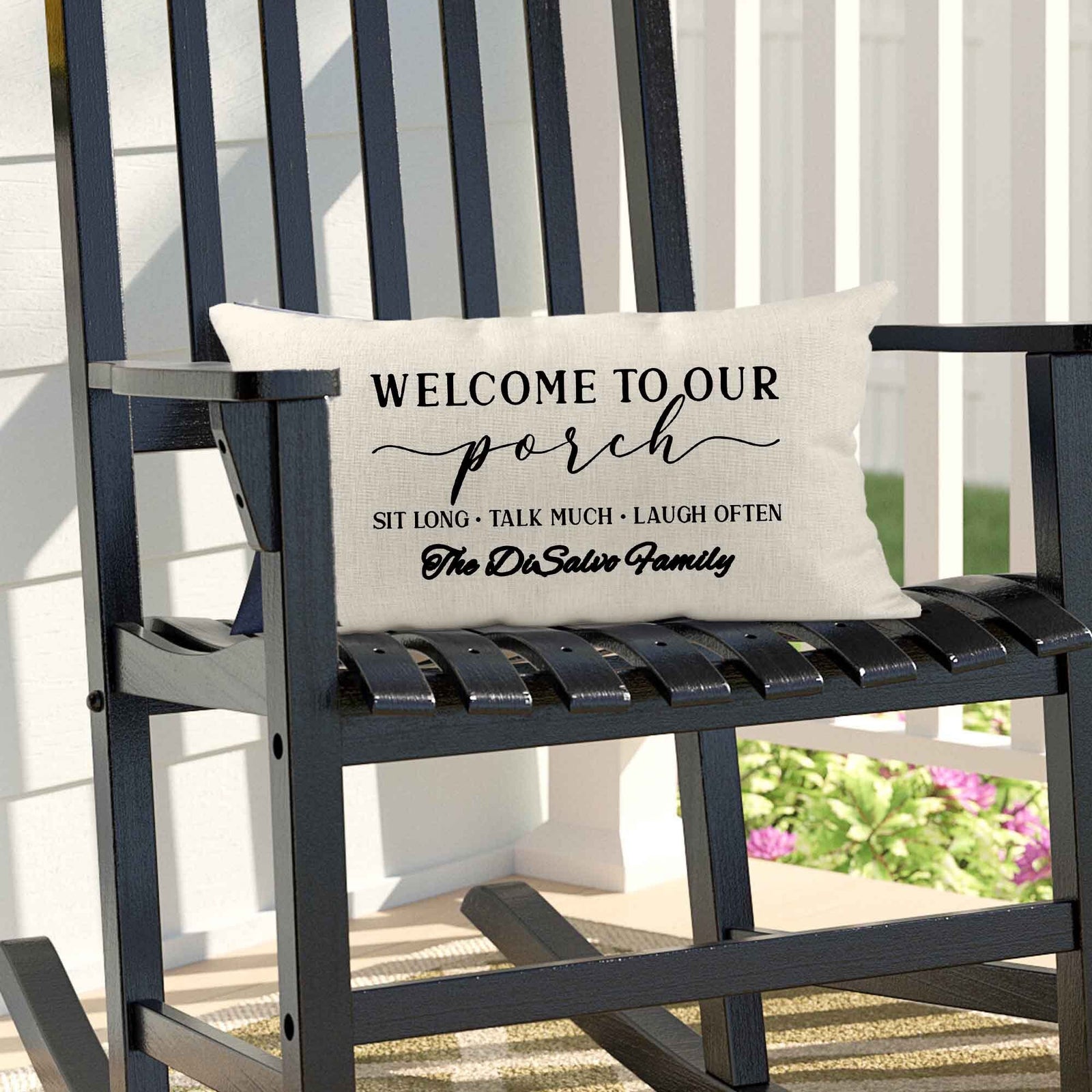 Personalized Lumbar Pillow | Custom Decorative Pillow | Welcome to our Porch