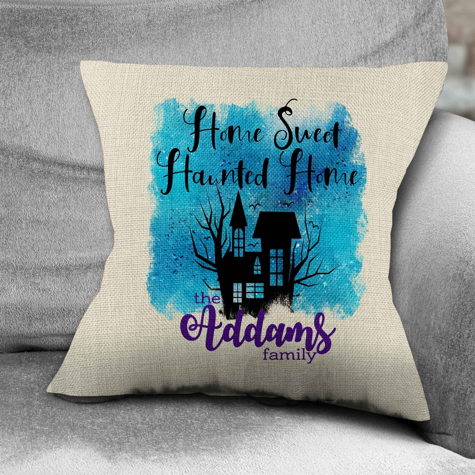 Personalized Throw Pillow | Custom Decorative Pillow | Home Sweet Haunted Home