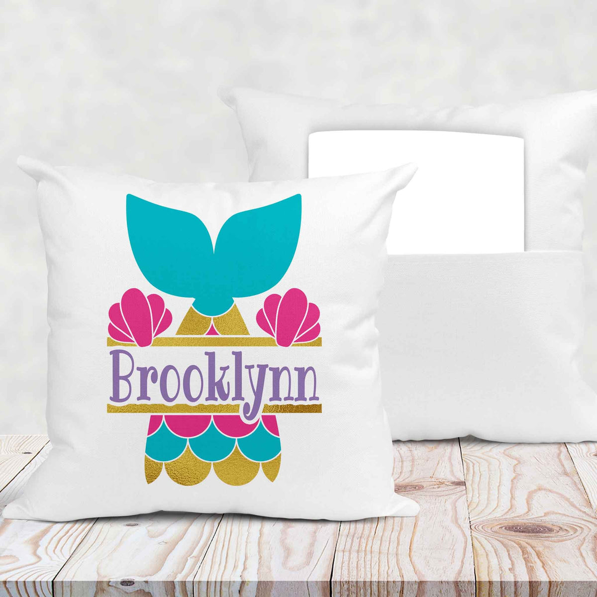 Personalized Throw Pillow | Custom Decorative Pillow | Mermaid Tail