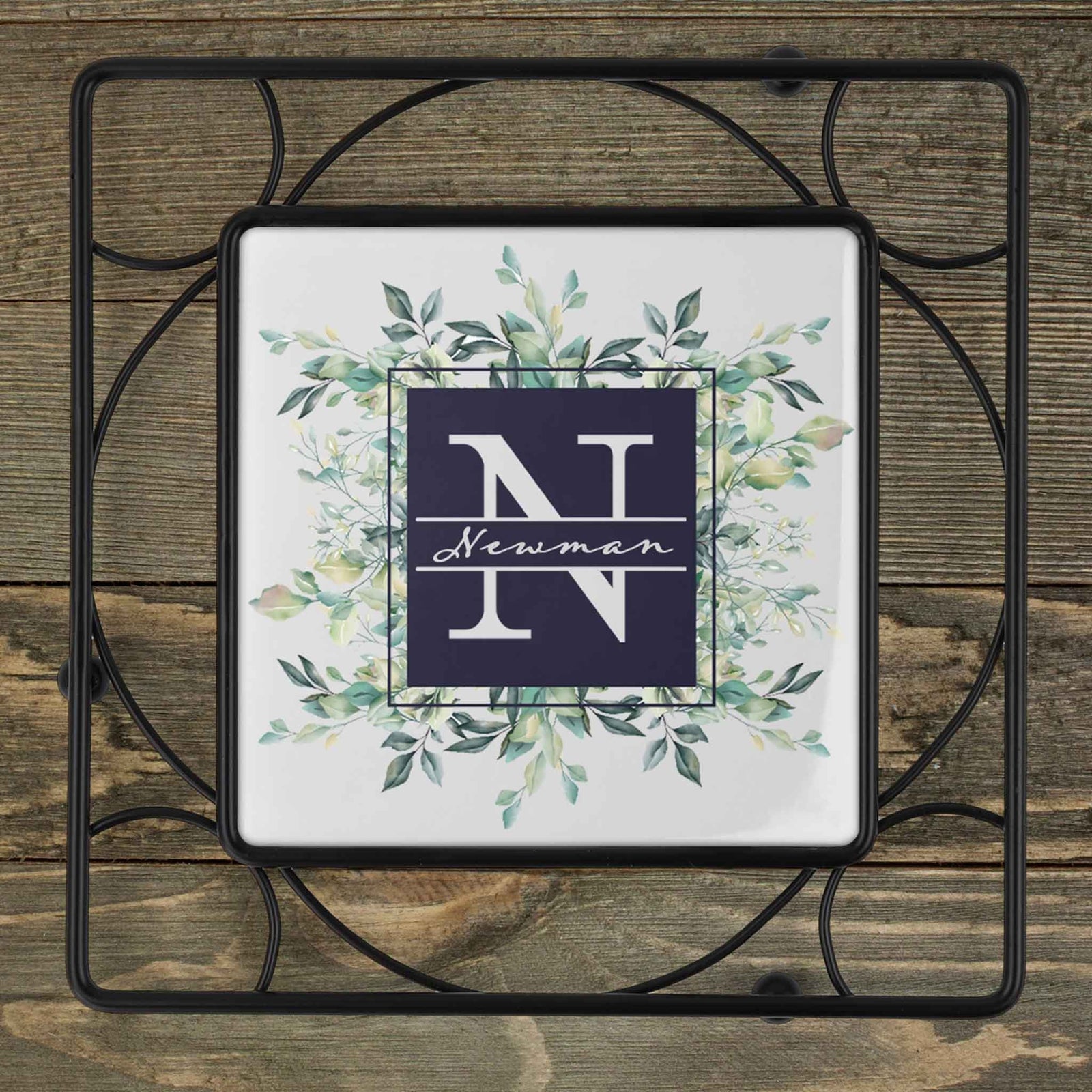 Personalized Iron Trivet | Custom Kitchen Gifts | Succelent Bouquet