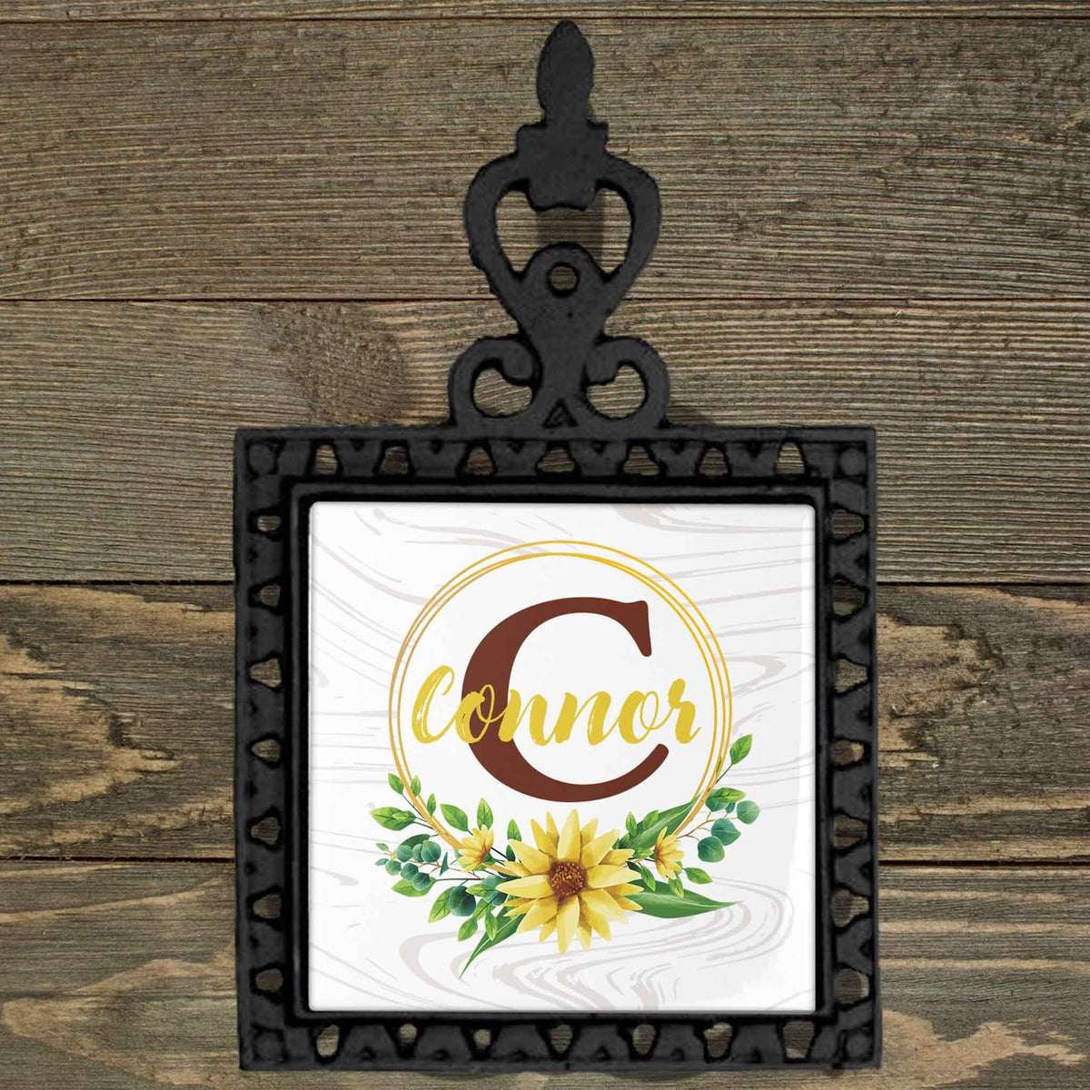Personalized Iron Trivet | Custom Kitchen Gifts | Sunflower Monogram