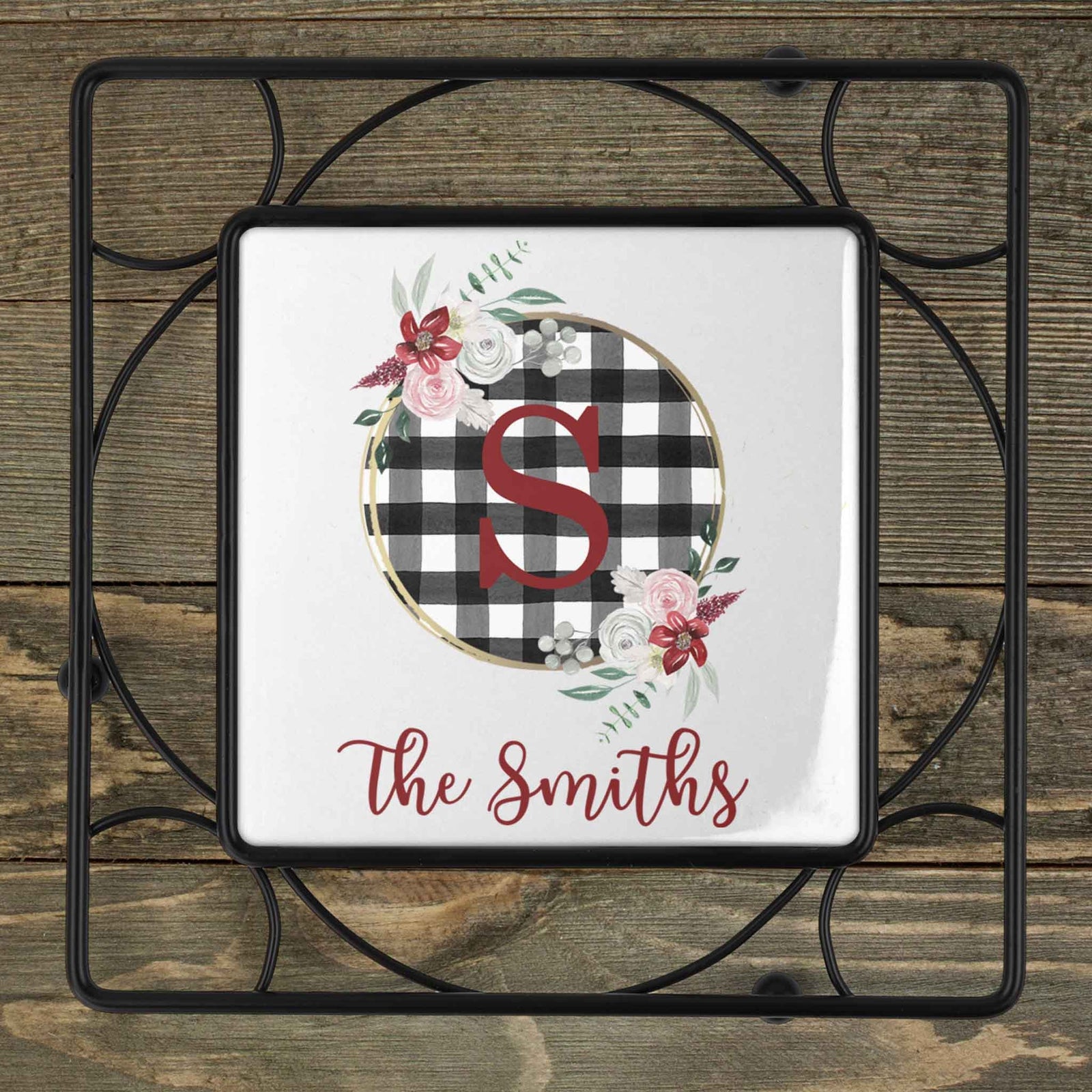 Personalized Iron Trivet | Custom Kitchen Gifts | Winter Monogram