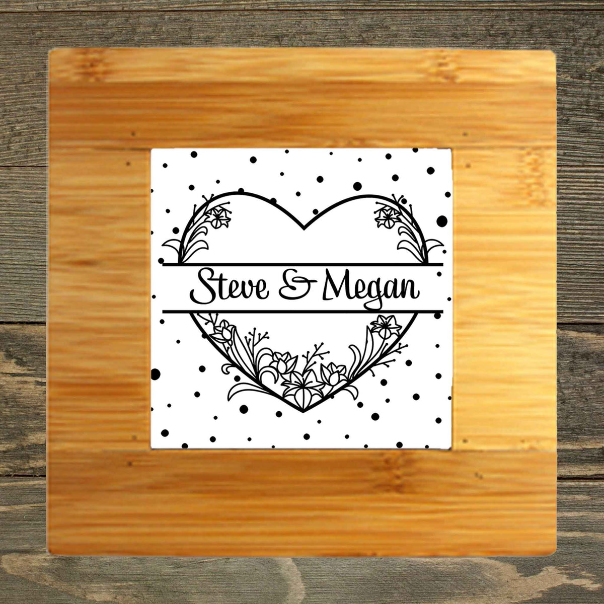 Personalized Iron Trivet | Custom Kitchen Gifts | Floral Heart Monogram