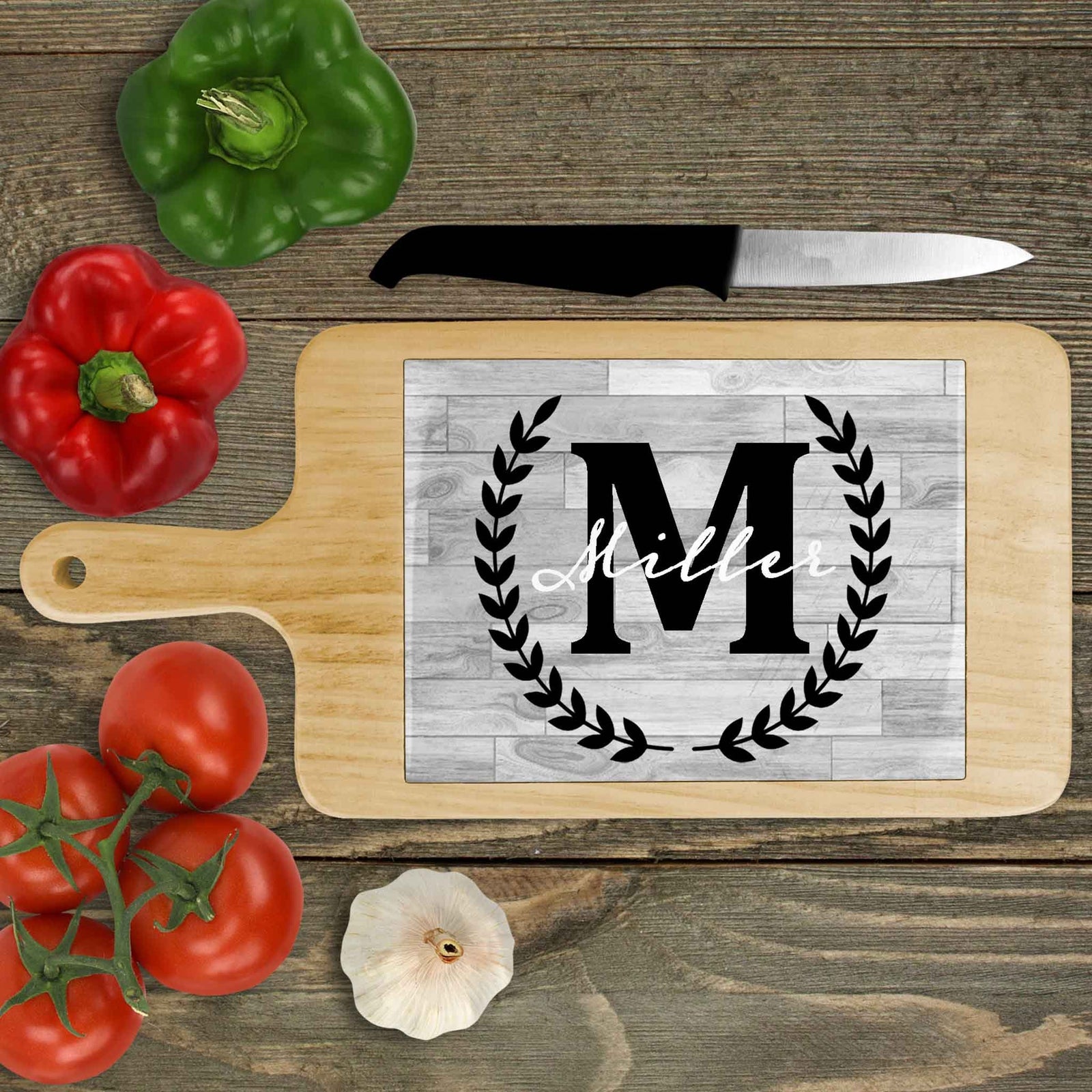 Personalized Wood Cheeseboard | Custom Wine Accessories | Laurel Wreath LC