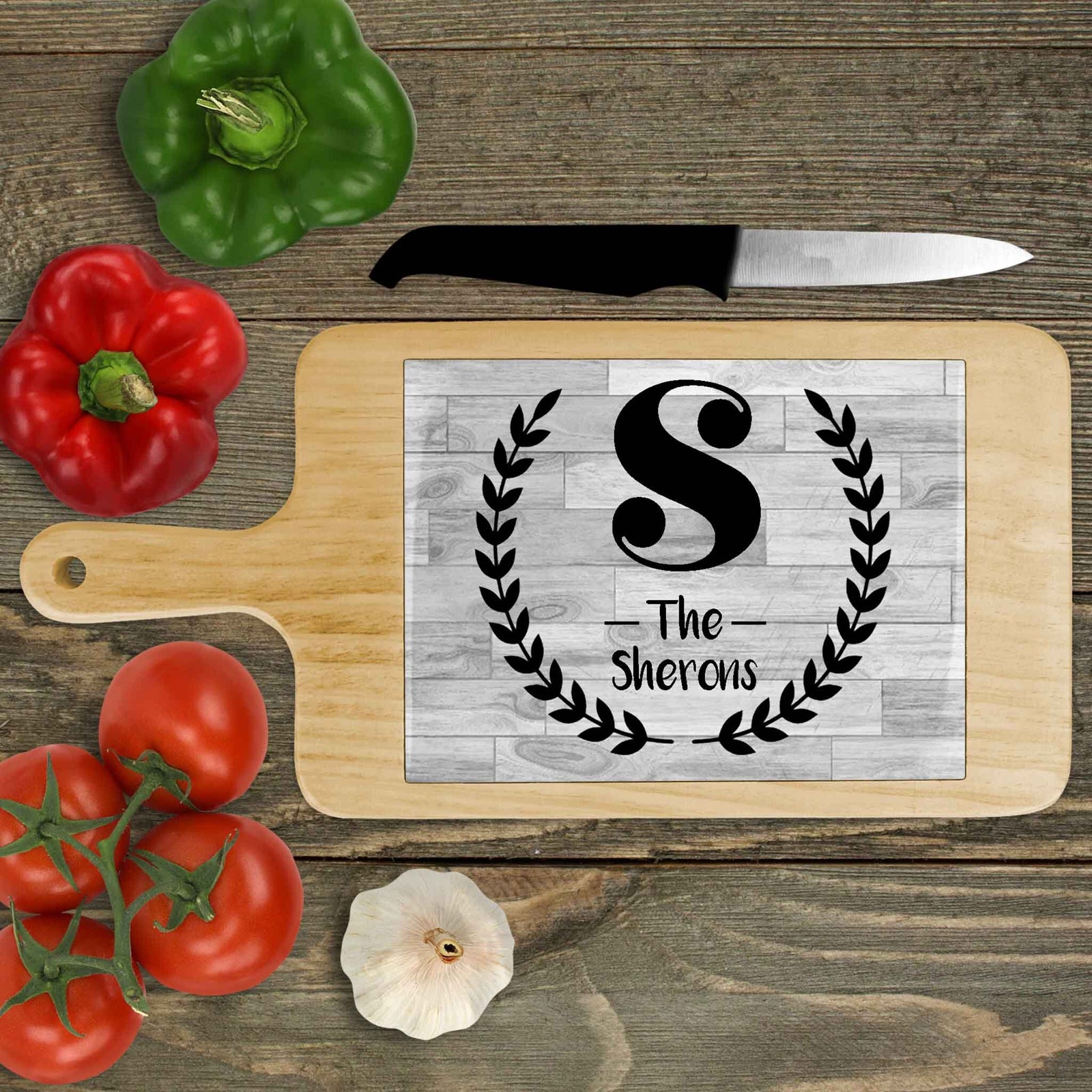 Personalized Wood Cheeseboard | Custom Wine Accessories | Laurel Wreath Family