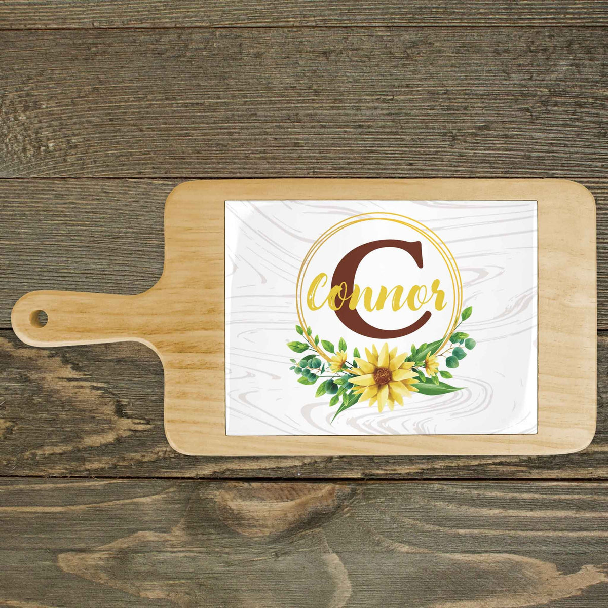 Personalized Wood Cheeseboard | Custom Wine Accessories | Sunflower Monogram