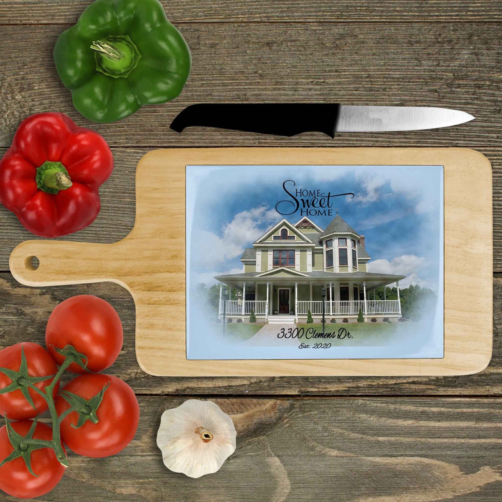 Personalized Wood Cheeseboard | Custom Wine Accessories | Watercolor Photo