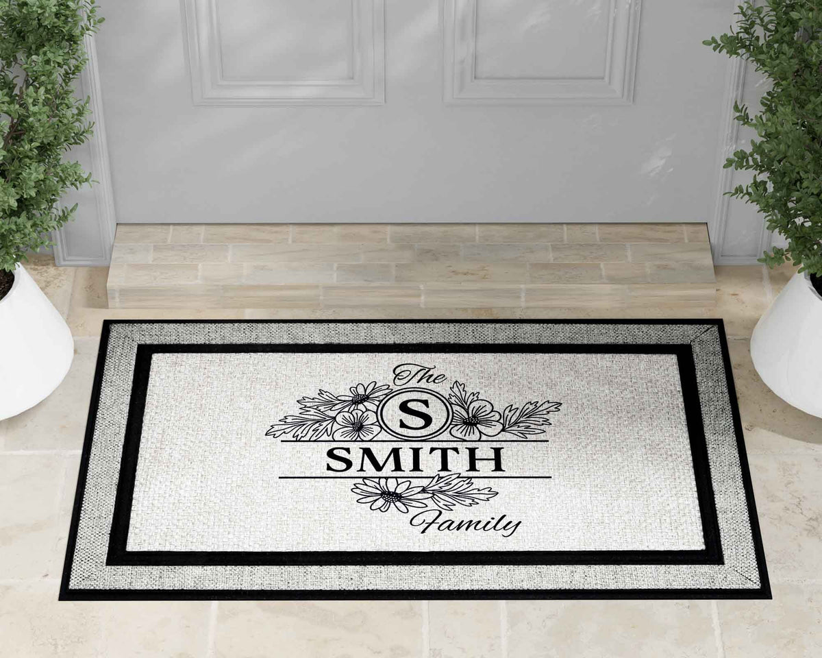 Personalized Doormat | Custom Door Mats | Summer Family Monogram Black
