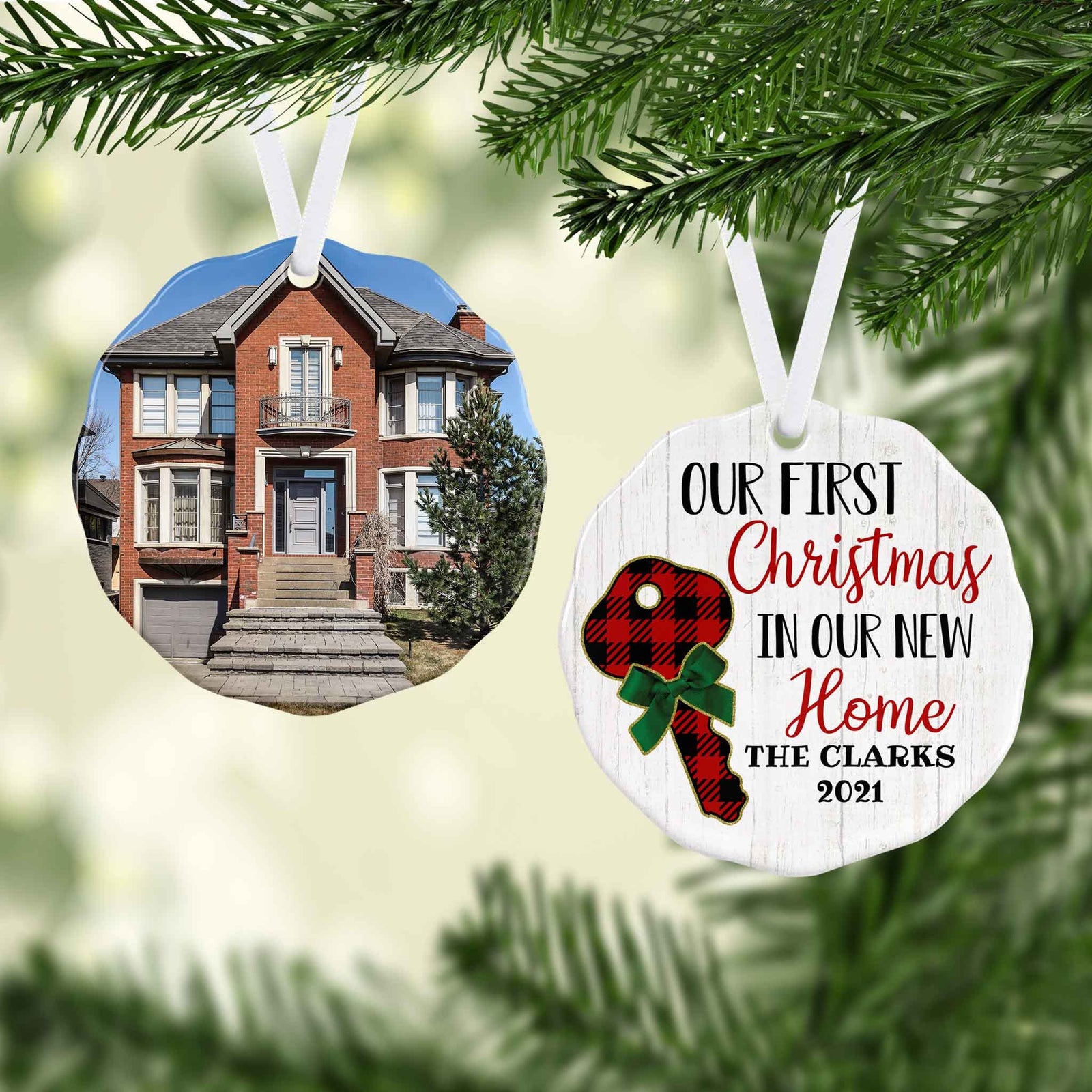 Photo Holiday Ornaments | Personalized Christmas Ornaments | First Christmas in New Home Scallop