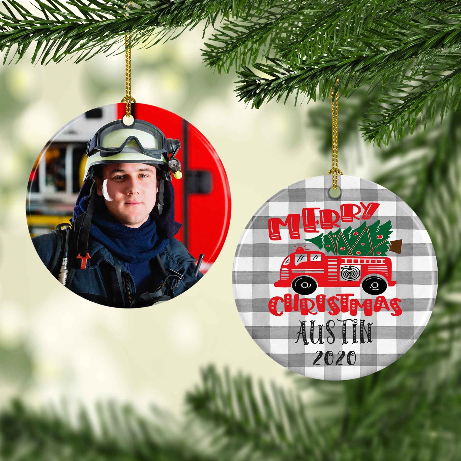 Photo Holiday Ornaments | Personalized Christmas Ornaments | Firrefighter Christmas